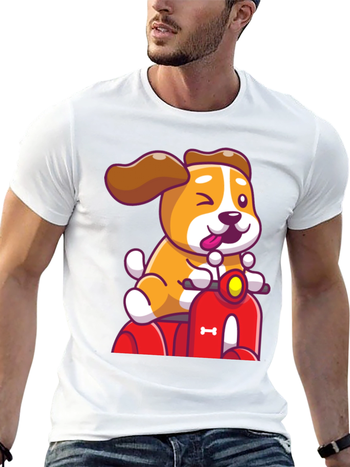 Dog Riding Scooter Graphic T-Shirt - 13