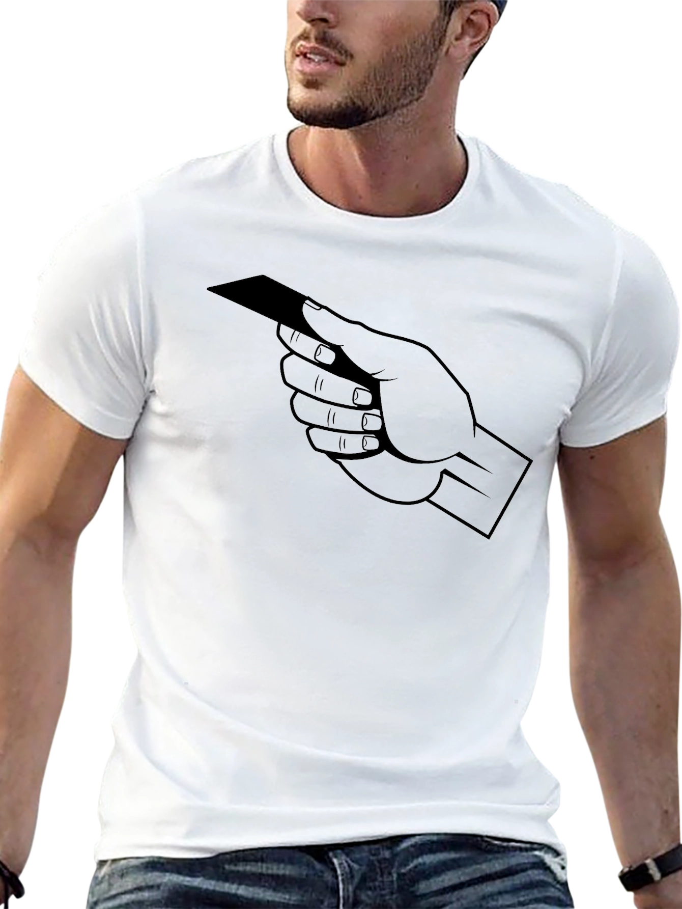 Black Hand Holding Card Graphic T-Shirt - Black view 13