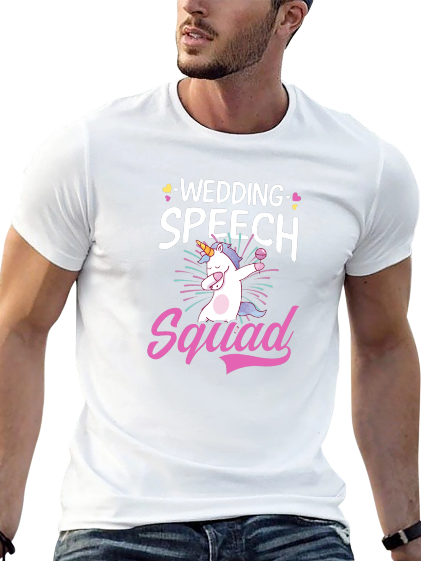 Black Wedding Speech Squad Unicorn T-Shirt view 13