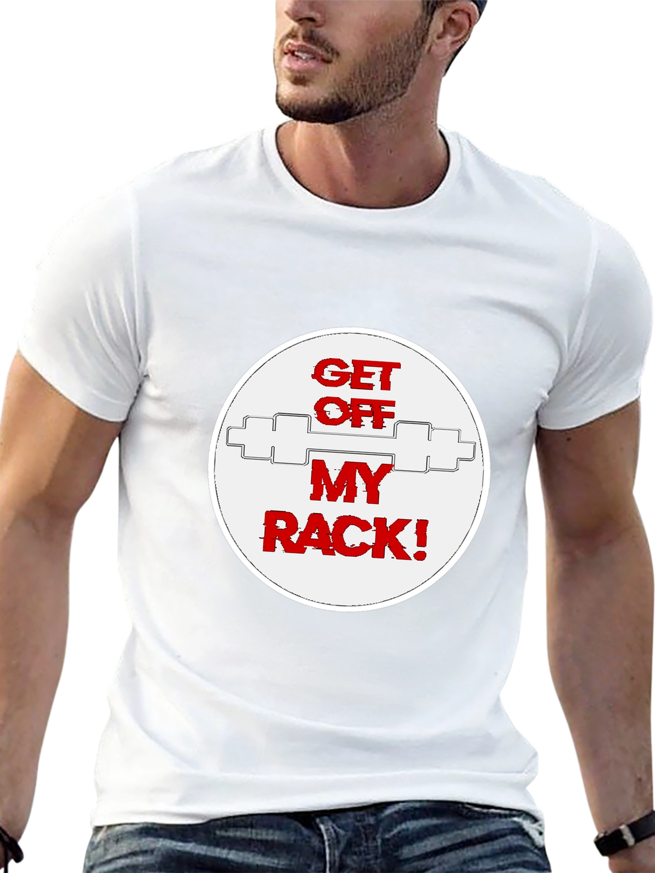 Black Get Off My Rack T-Shirt - Gym Humor view 13
