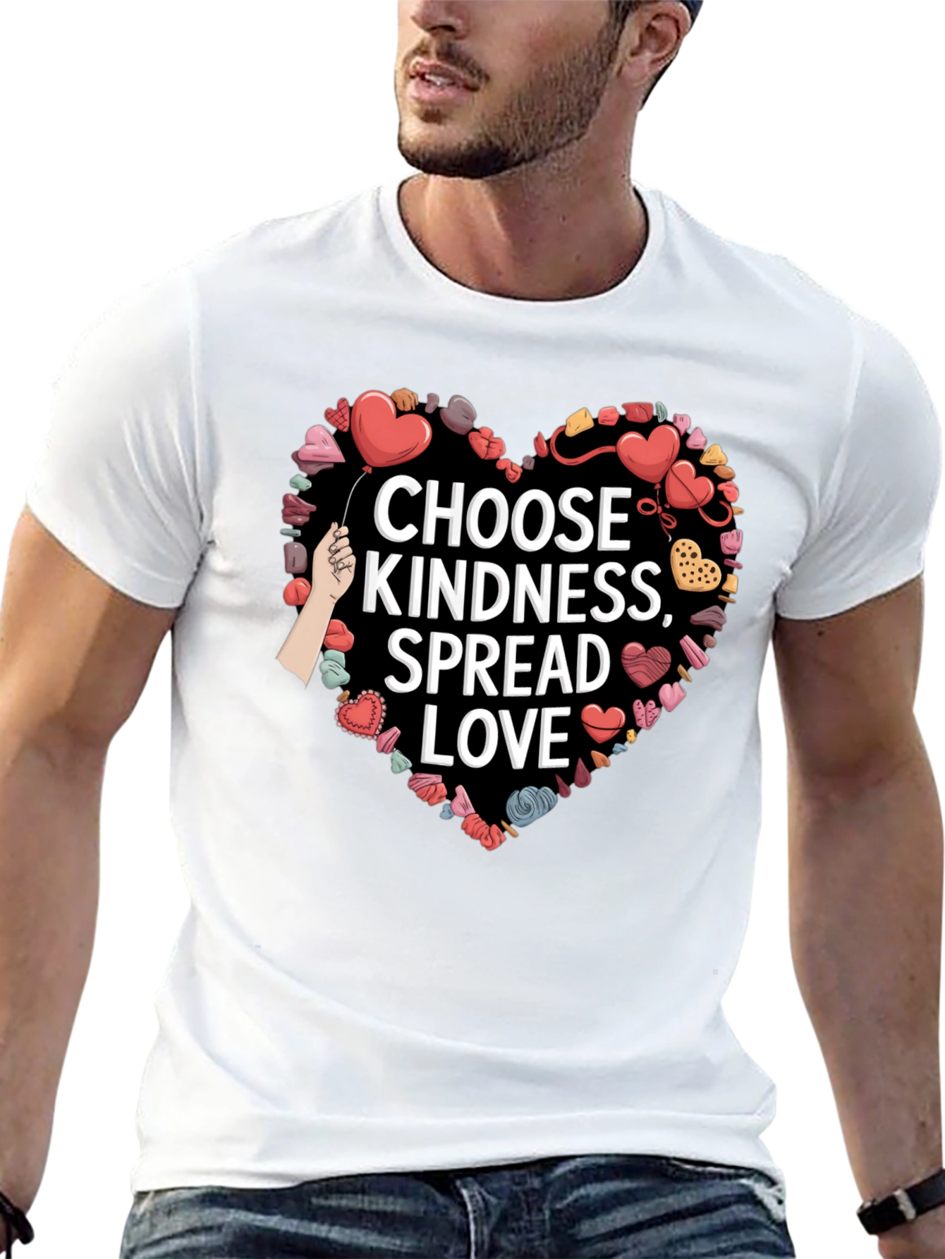 Black Choose Kindness, Spread Love - Heart Graphic Tee view 13