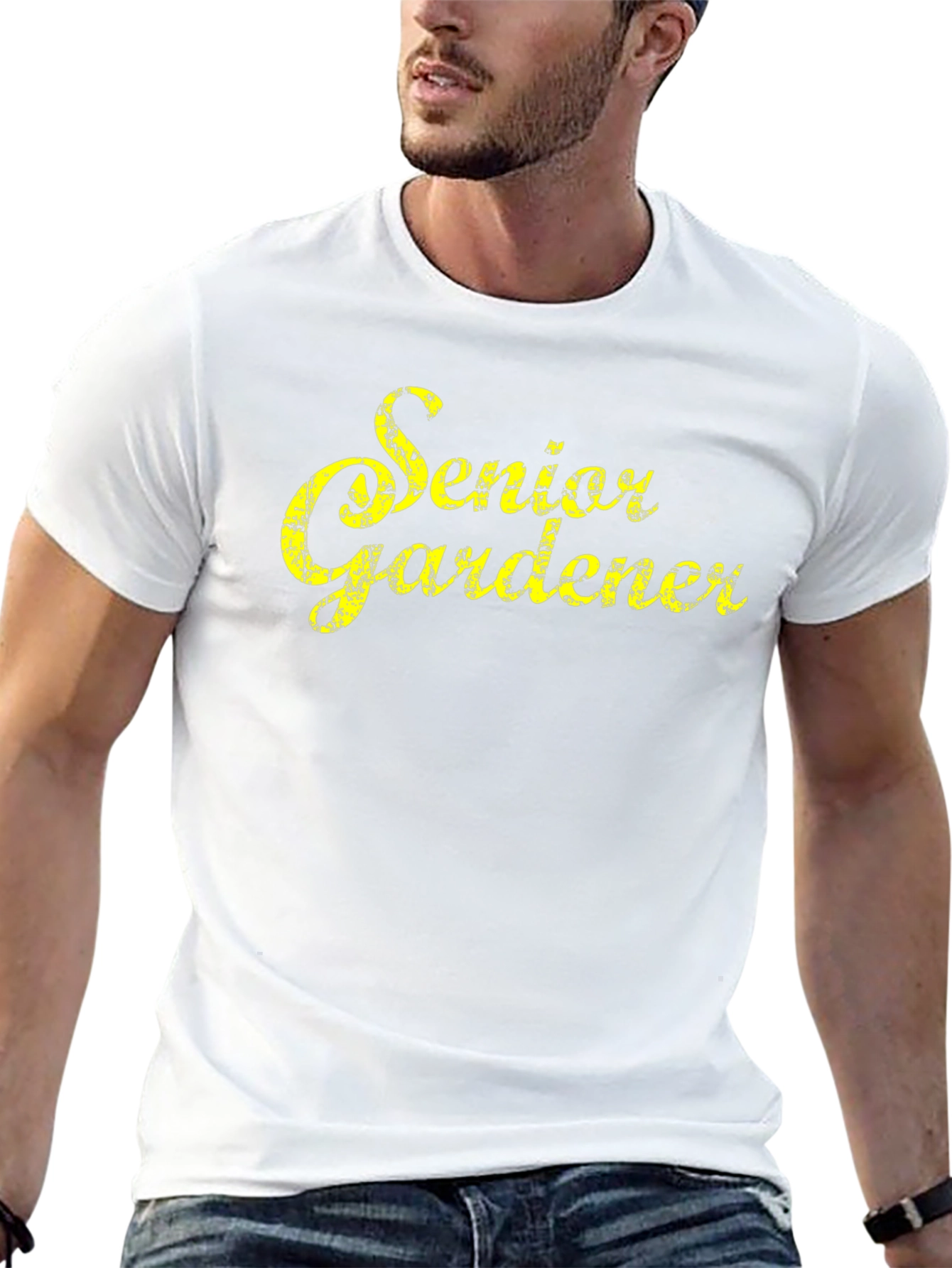 Black Senior Gardener T-Shirt - Black Cotton Tee view 13