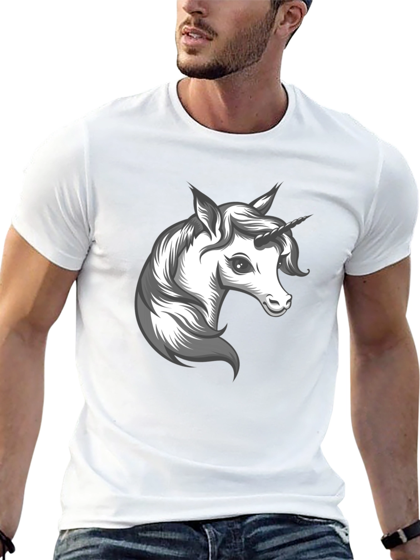 Black Unicorn Graphic Black T-Shirt - Fantasy Men's Tee view 13