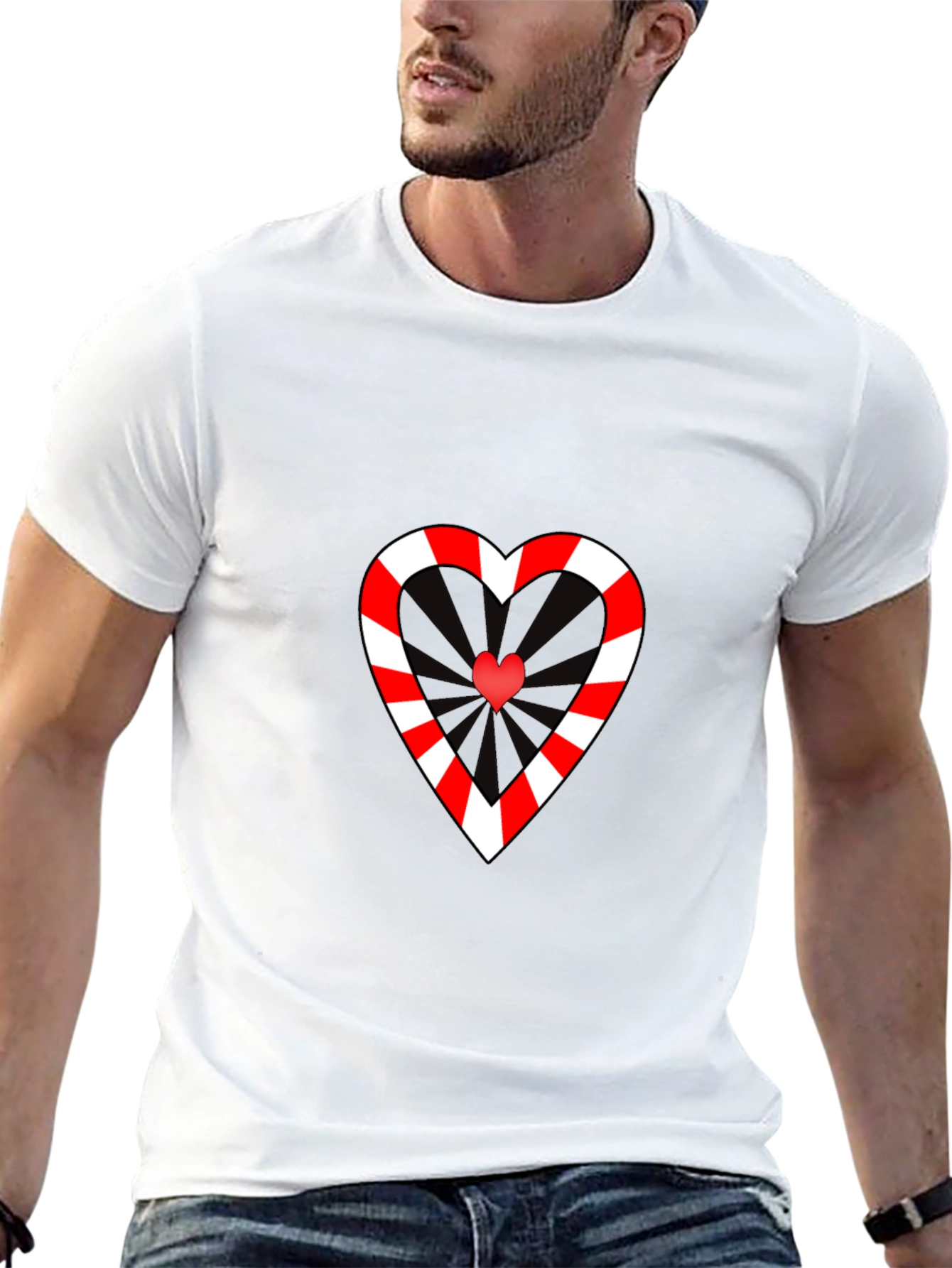 Black Striped Heart Graphic T-Shirt view 13