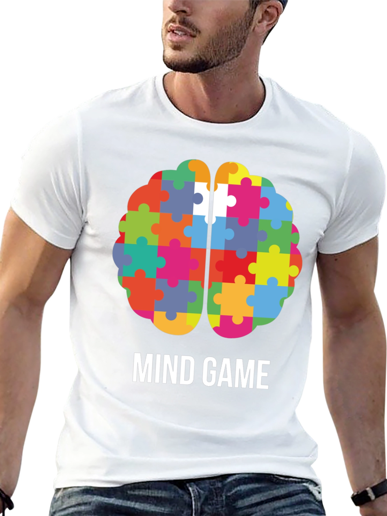 Black Mind Game Puzzle Brain T-Shirt view 13