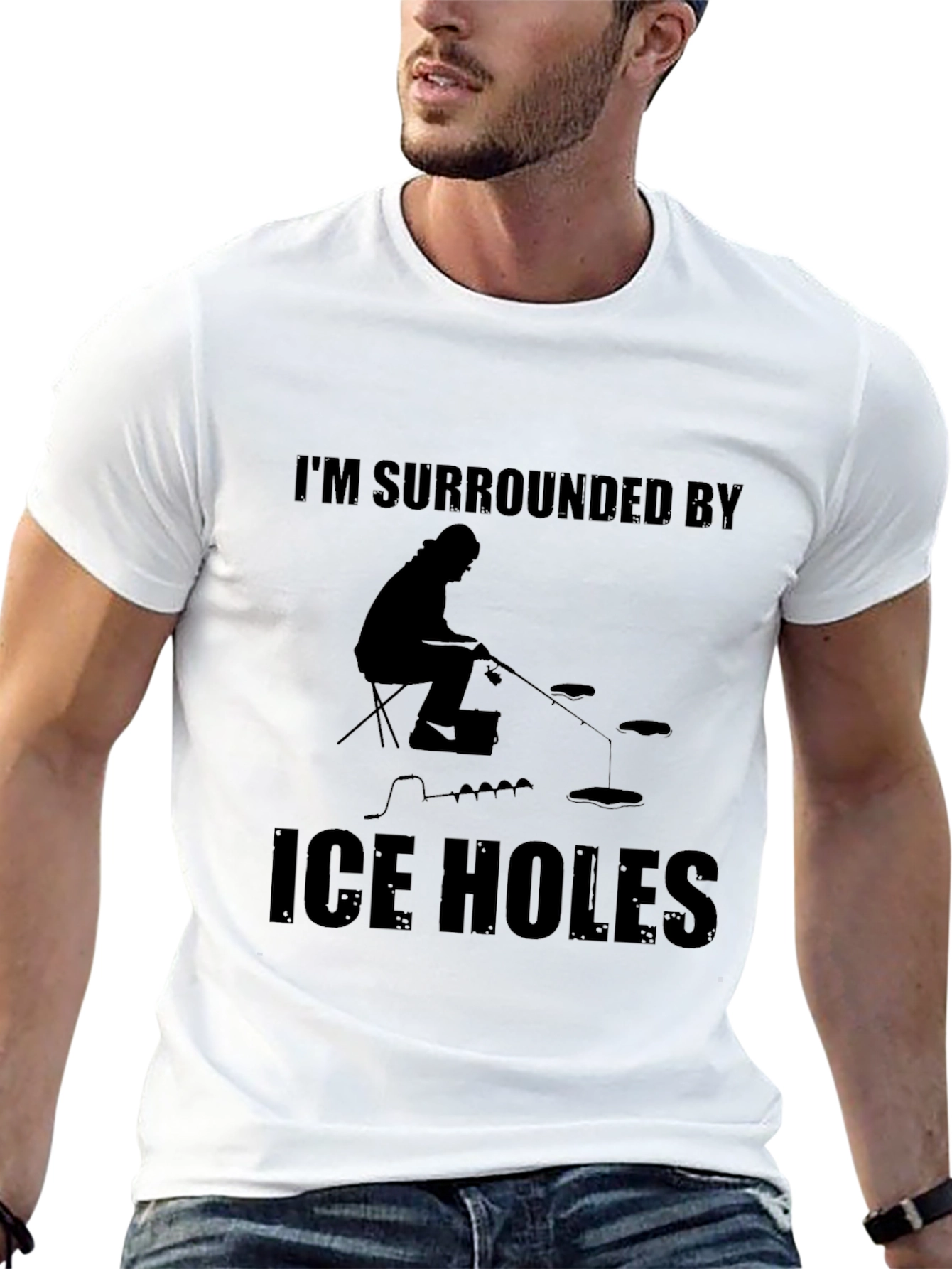Black I'm Surrounded by Ice Holes Black T-Shirt view 13