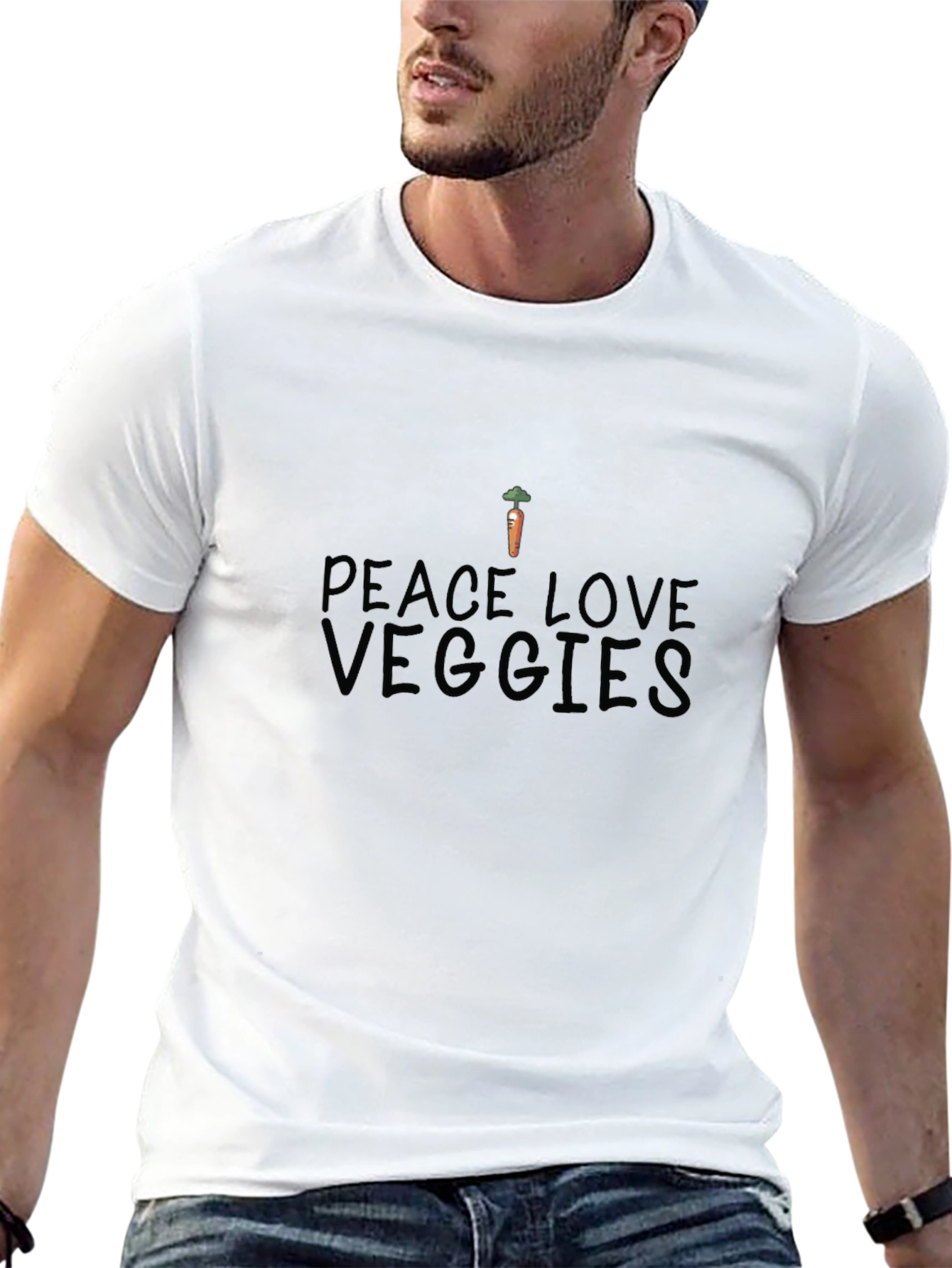 Black Peace Love Veggies T-Shirt - Organic Cotton view 13