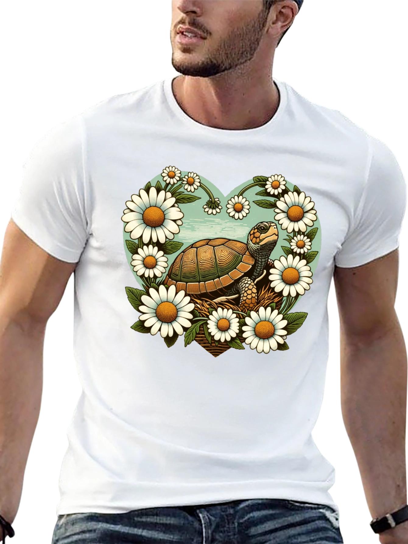 Black Turtle and Daisy Graphic Tee - Black view 13