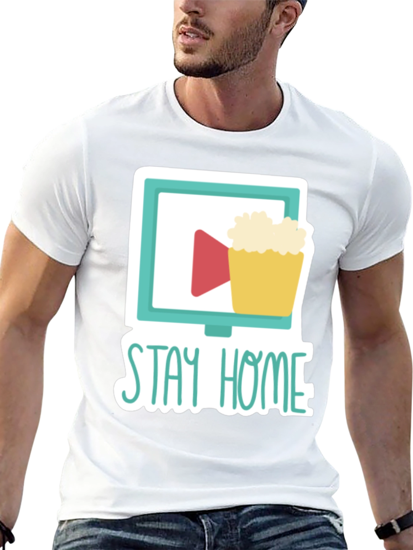 Black Stay Home Movie Night T-Shirt view 13