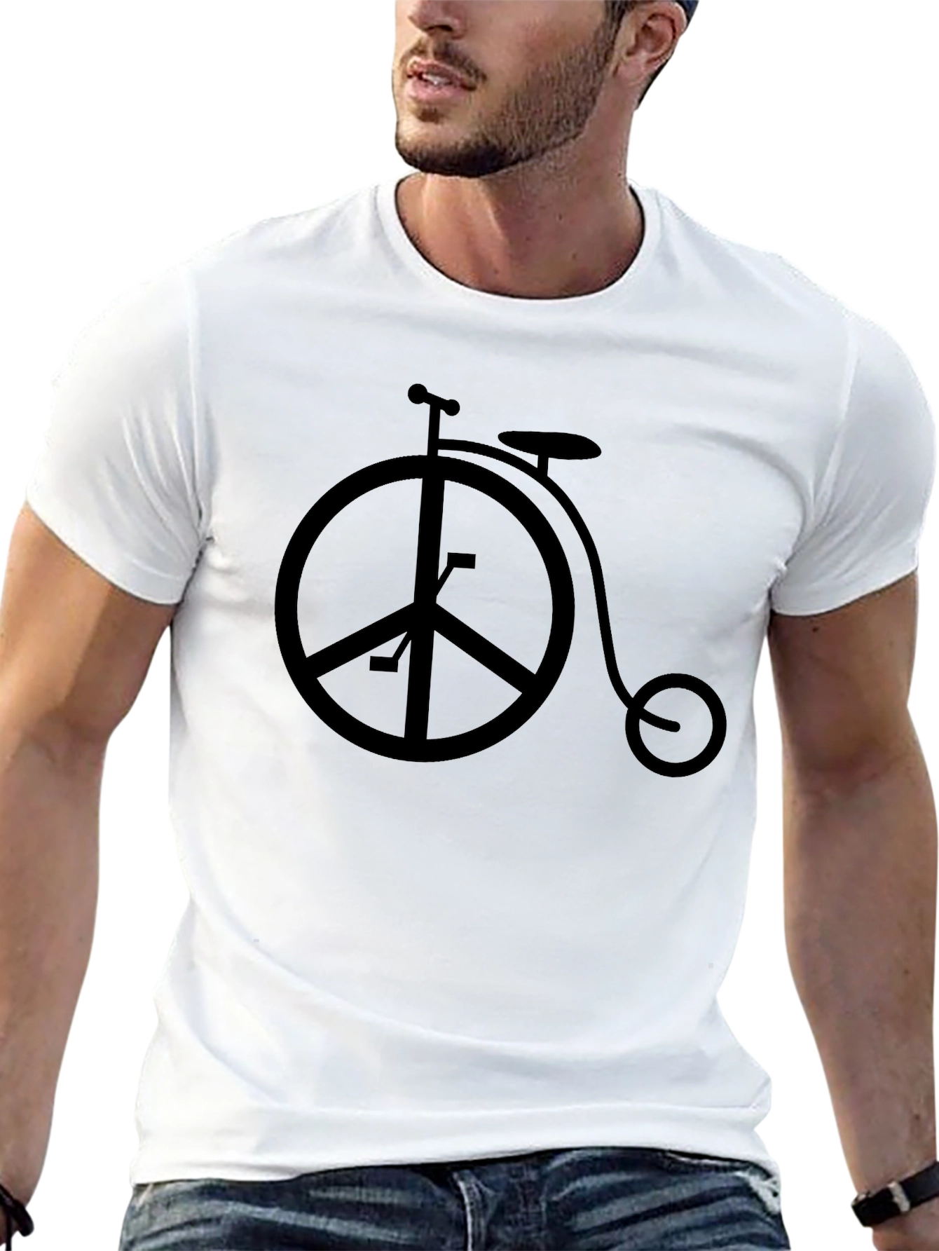 Black Peace Sign Bicycle Graphic Tee - Black view 13