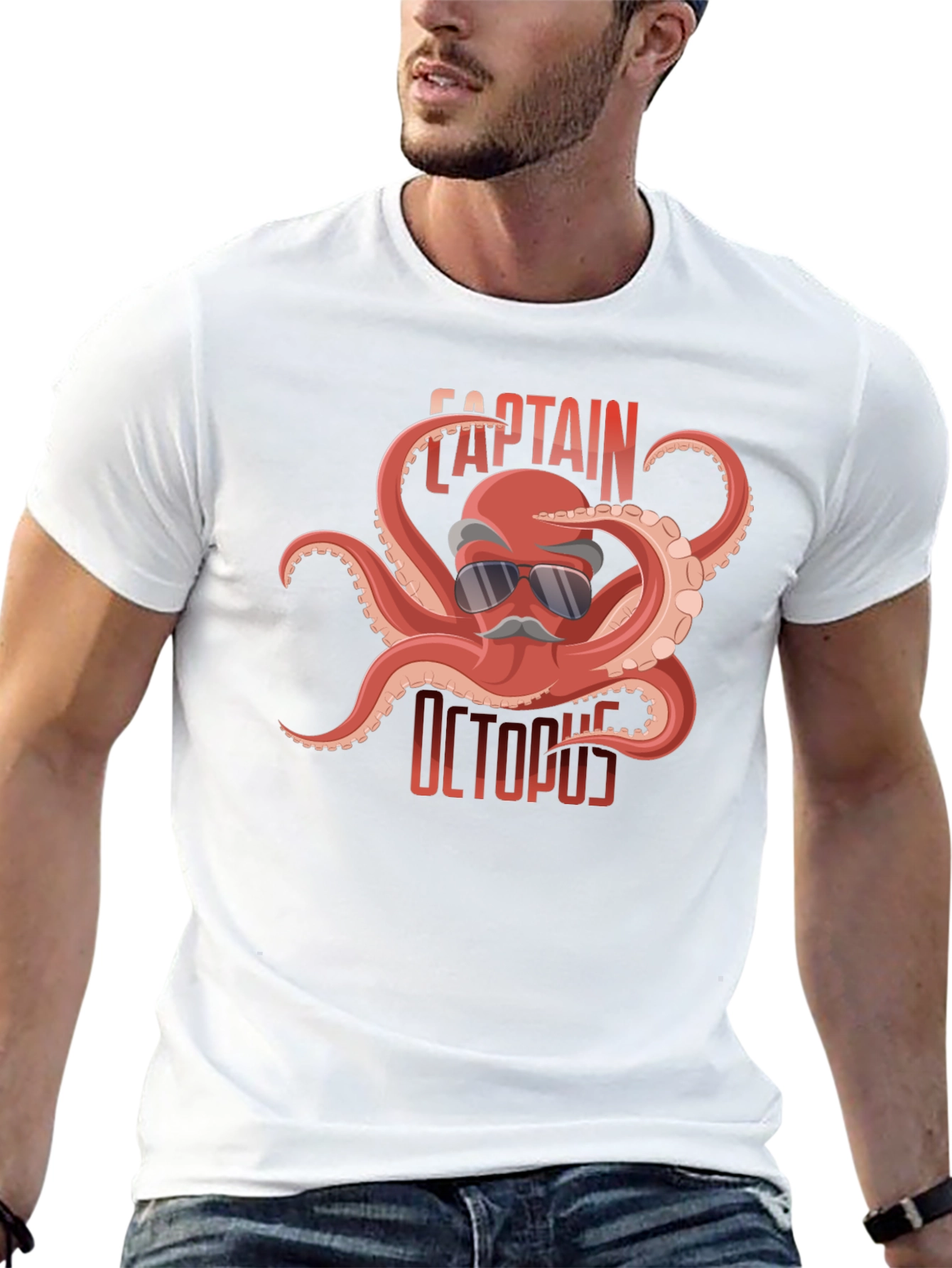 Black Captain Octopus Graphic Tee - Black Cotton Shirt view 13