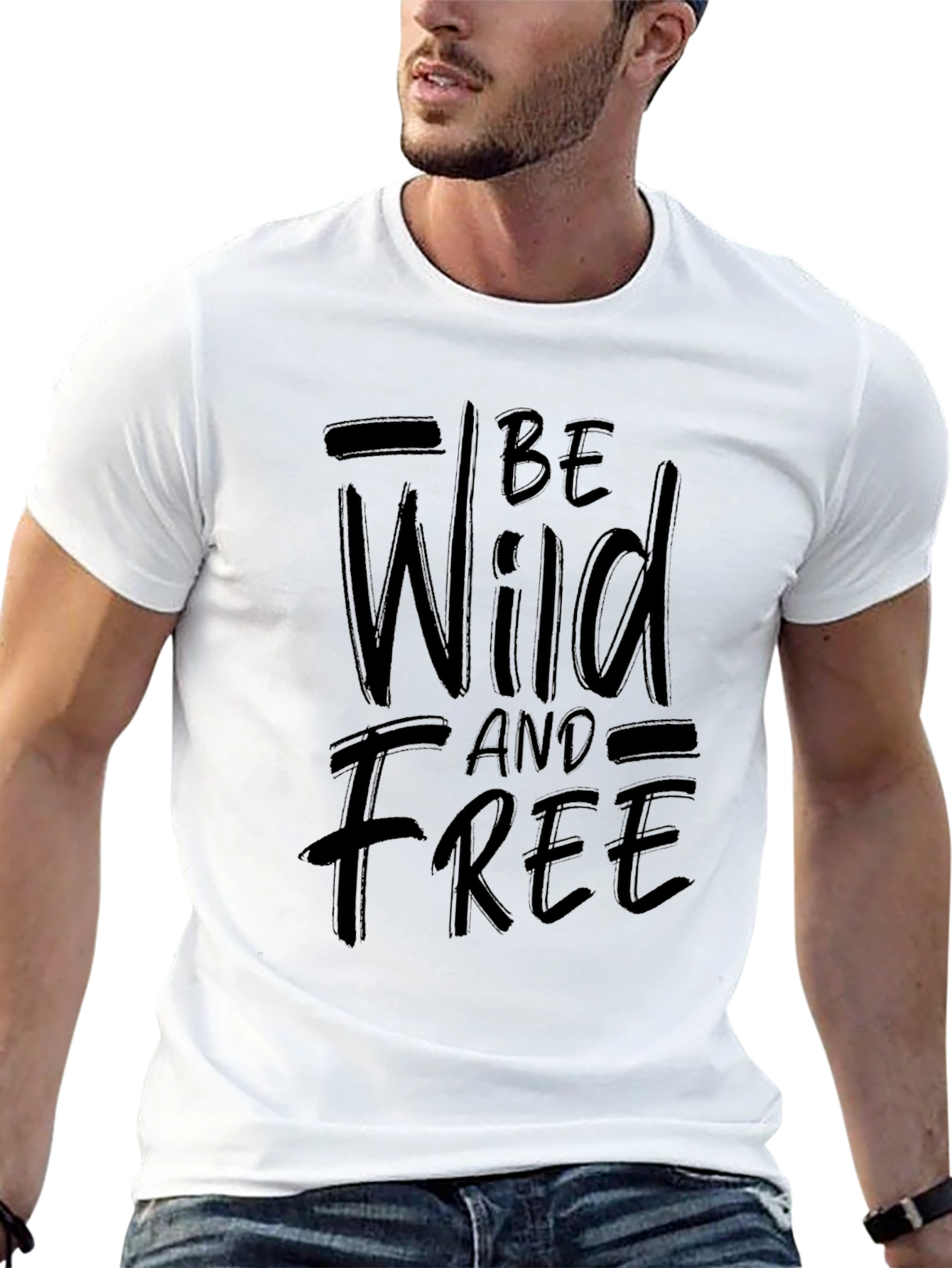 Black Be Wild and Free Black Graphic Tee view 13