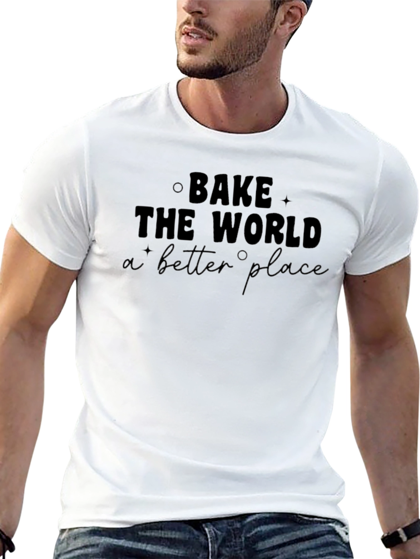 Black Bake The World Better T-Shirt - Soft Cotton Tee view 13