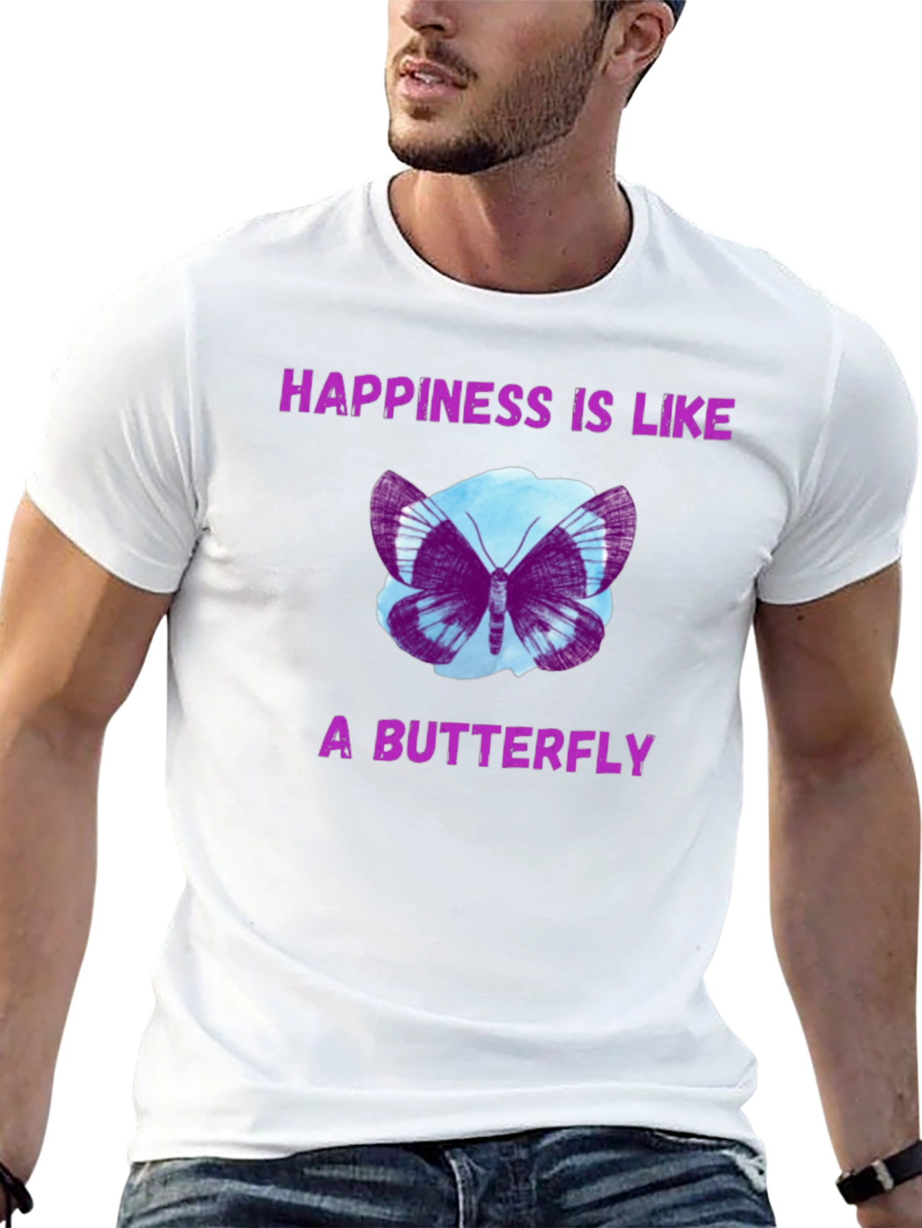 Black Happiness Butterfly Graphic Tee view 13