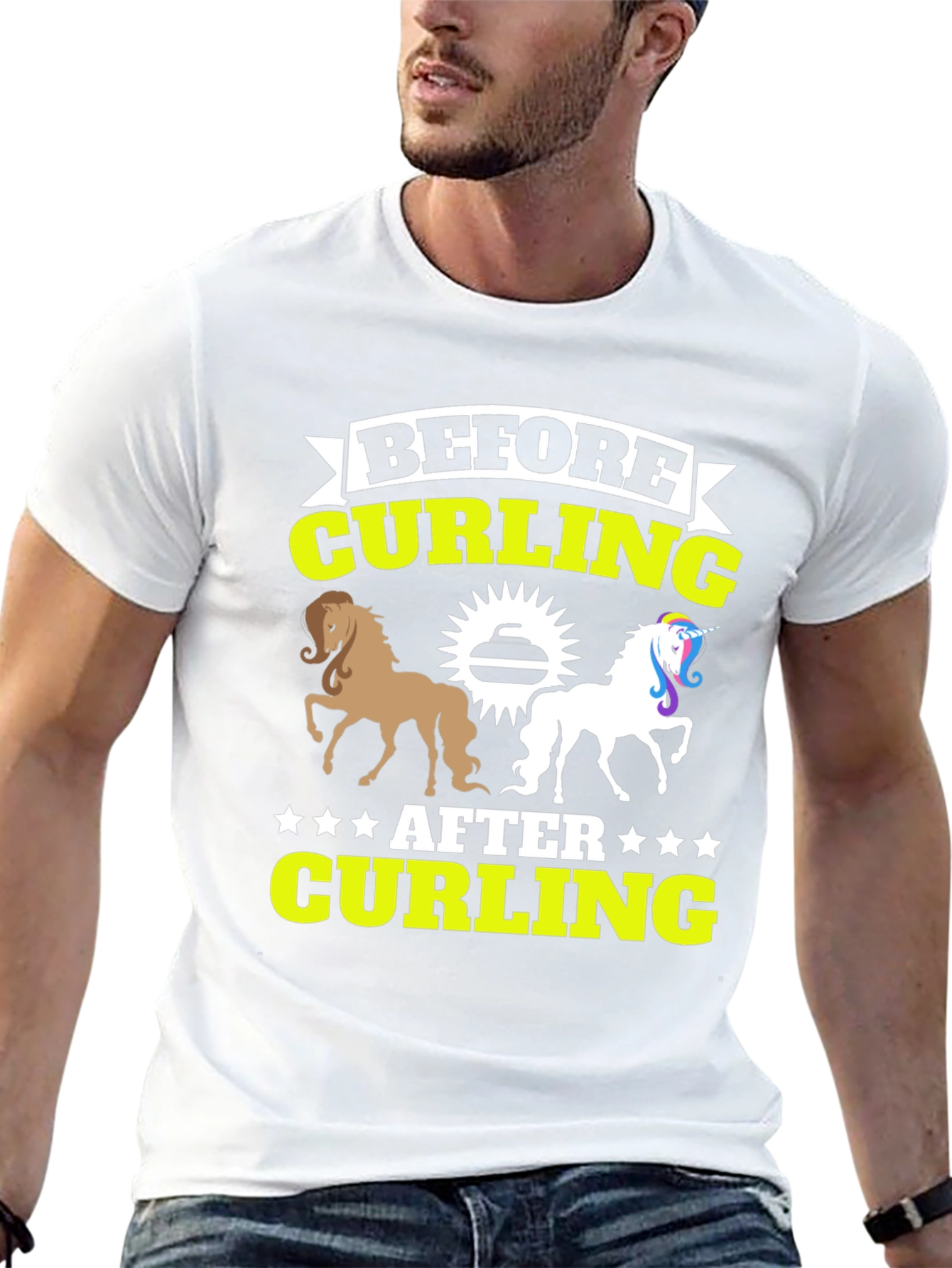 Black Before & After Curling T-Shirt - Horse Unicorn Tee view 13