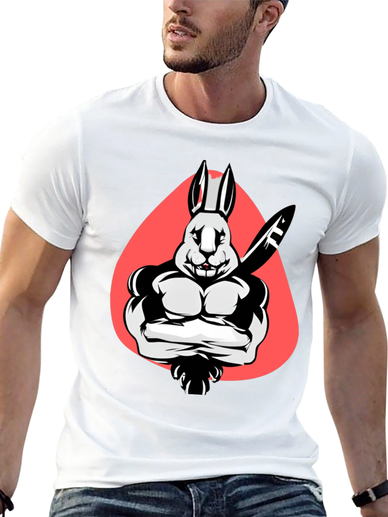 Black Muscle Rabbit T-Shirt - Black Graphic Tee view 13