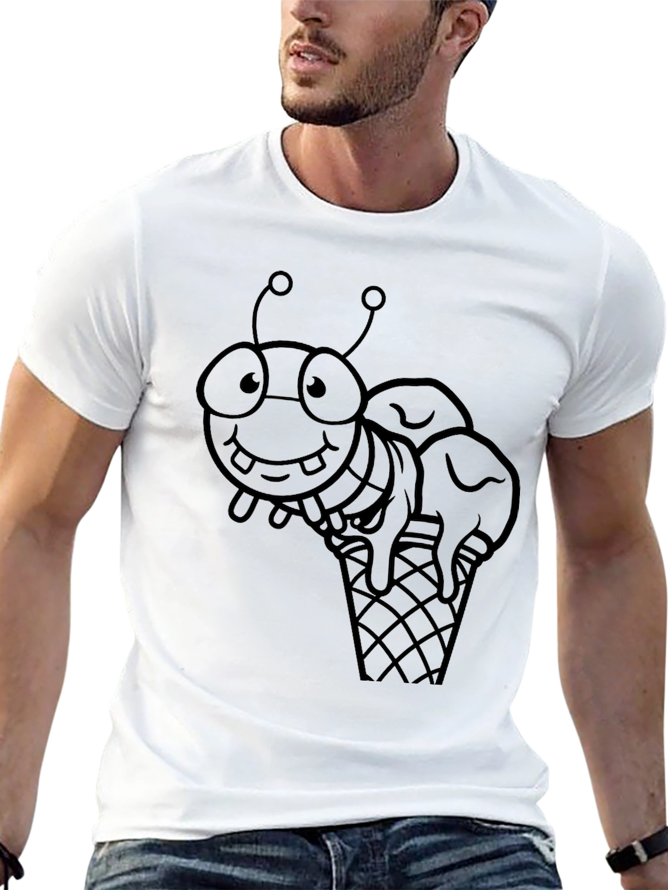 Black Insect Ice Cream T-Shirt - Fun Graphic Tee view 13