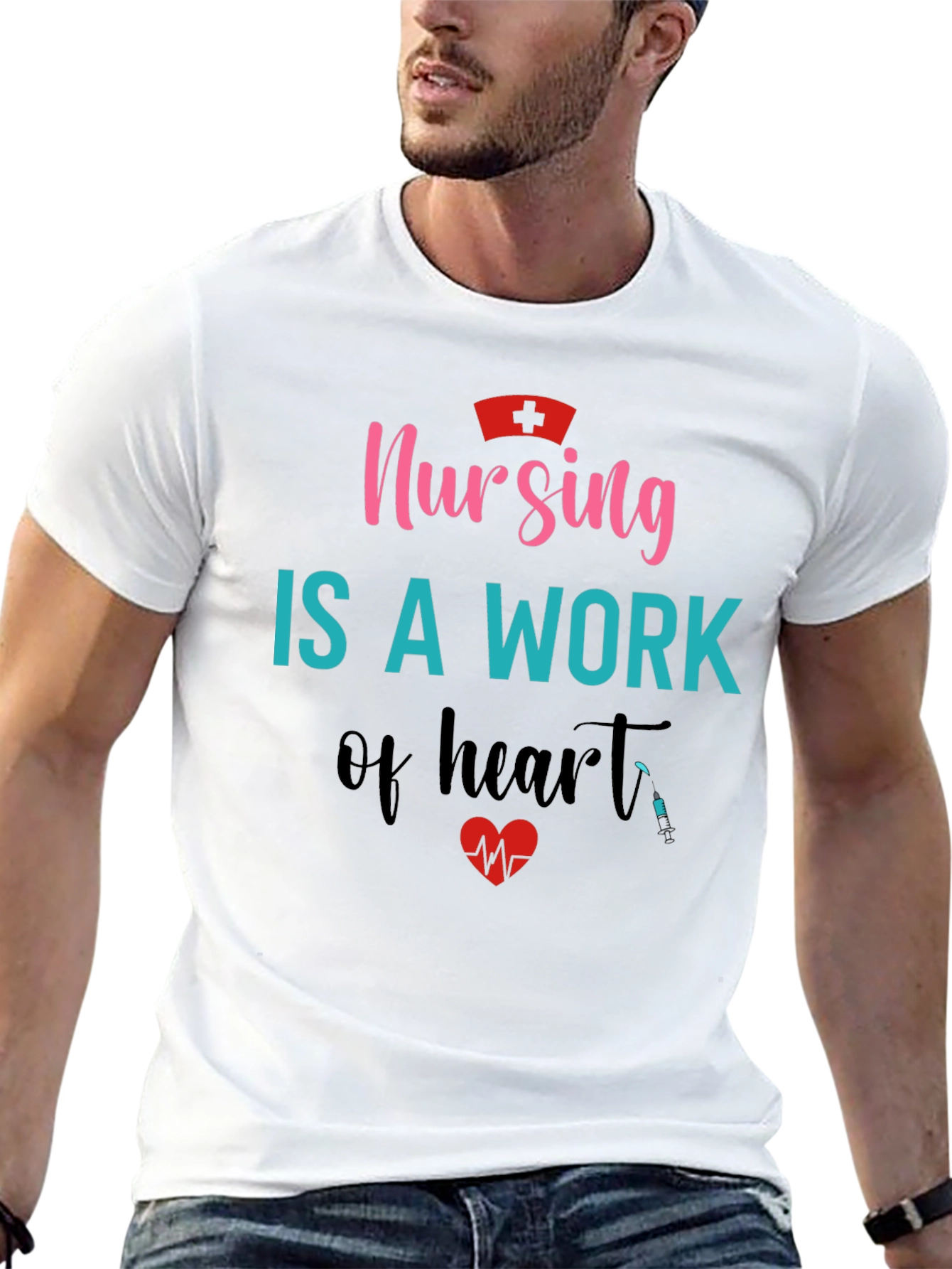 Black Nursing is a Work of Heart Graphic T-Shirt view 13