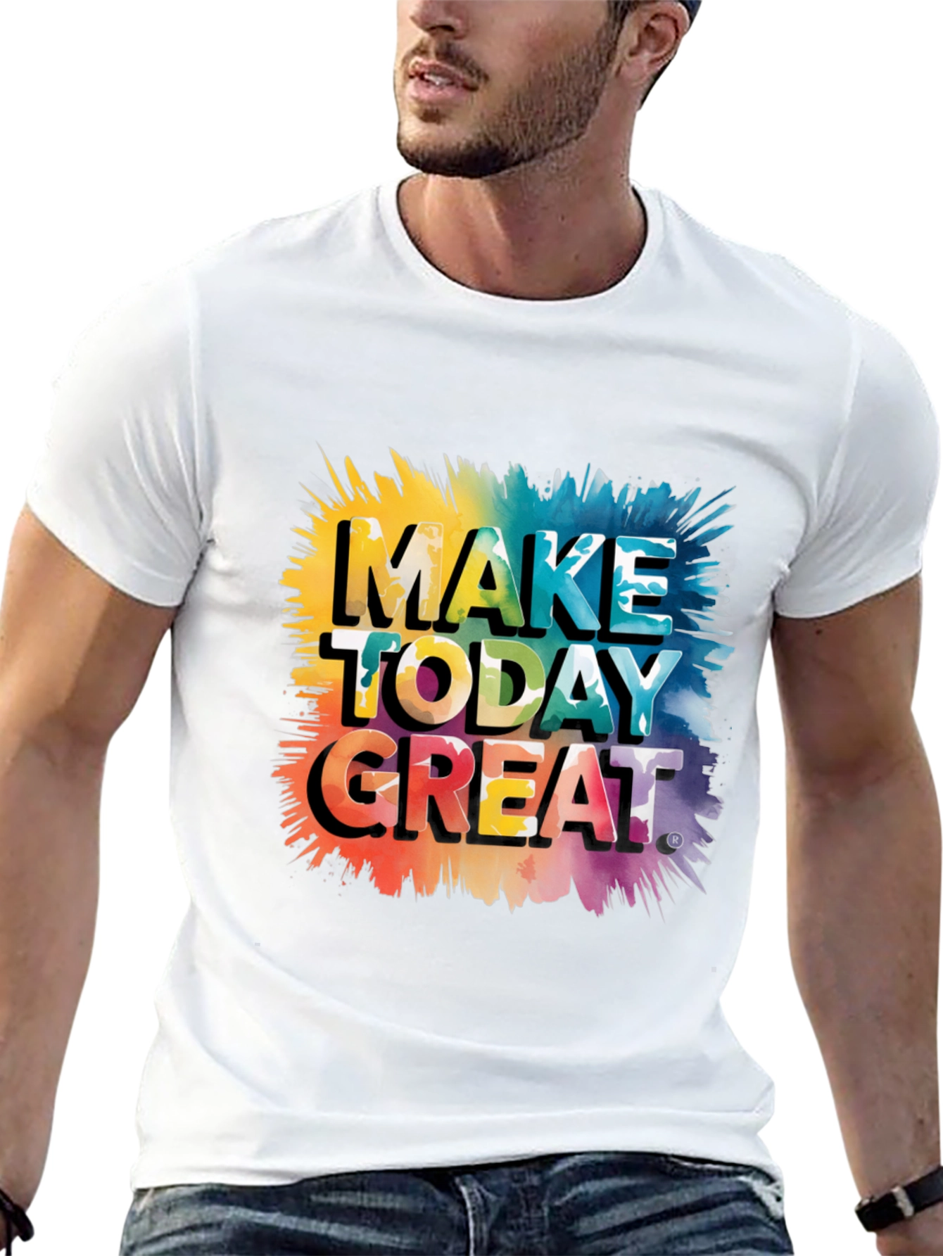 Black Make Today Great Graphic Tee - Black Cotton Blend view 13
