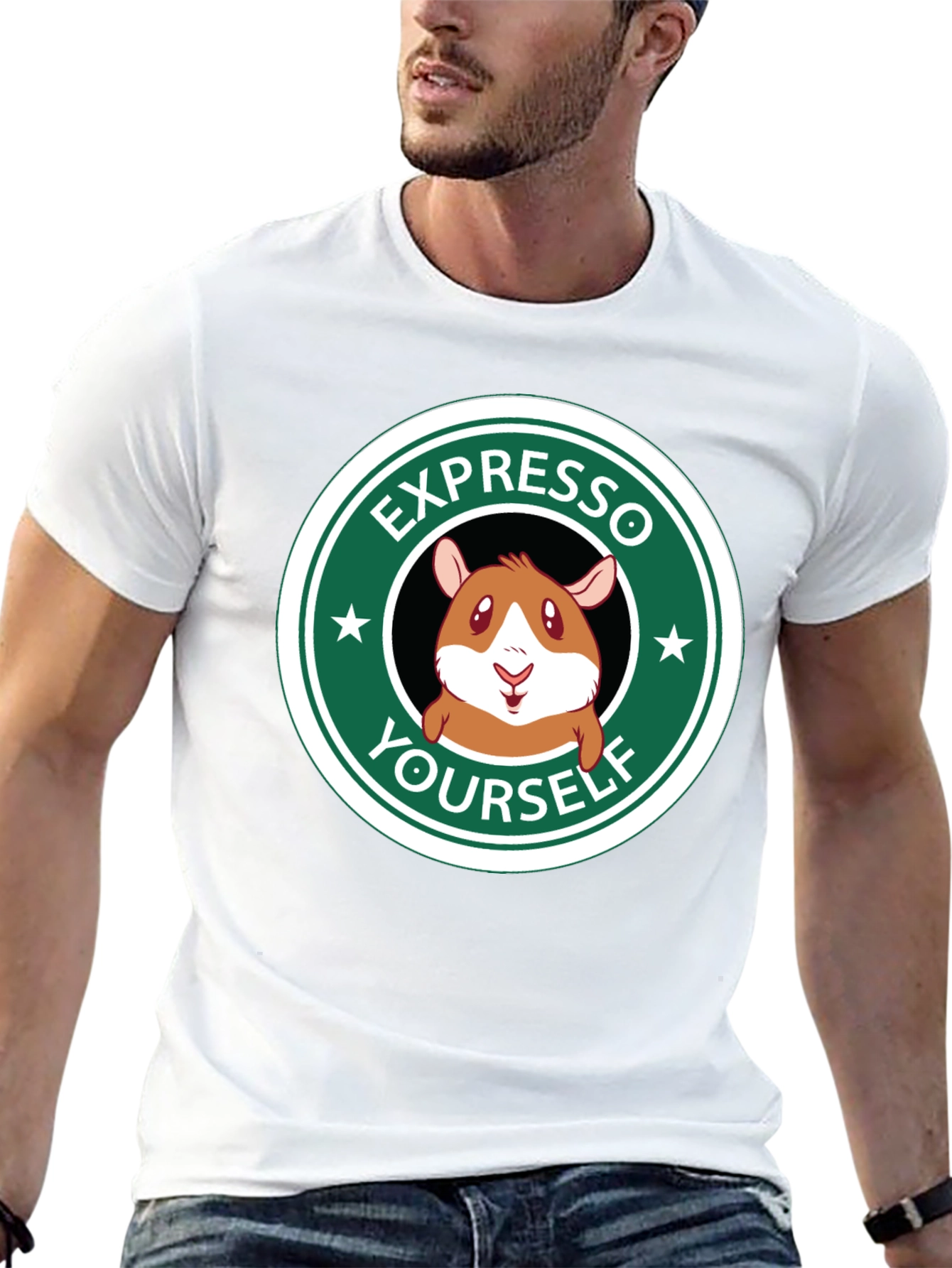 Black Expresso Yourself Graphic T-Shirt - Funny Hamster Design view 13