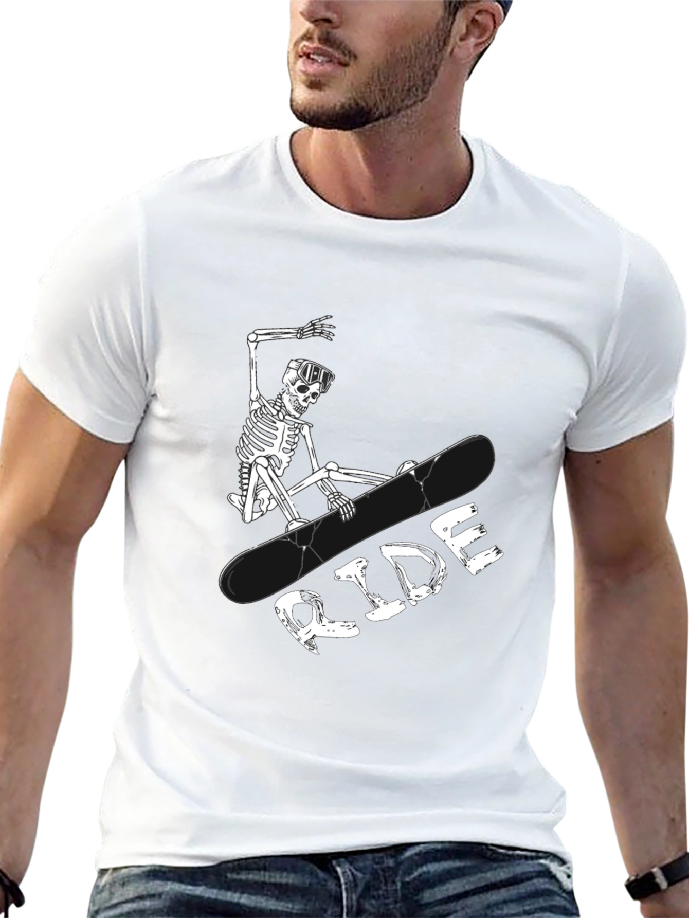 Black Skeleton Snowboarder Graphic Tee - Ride in Style view 13