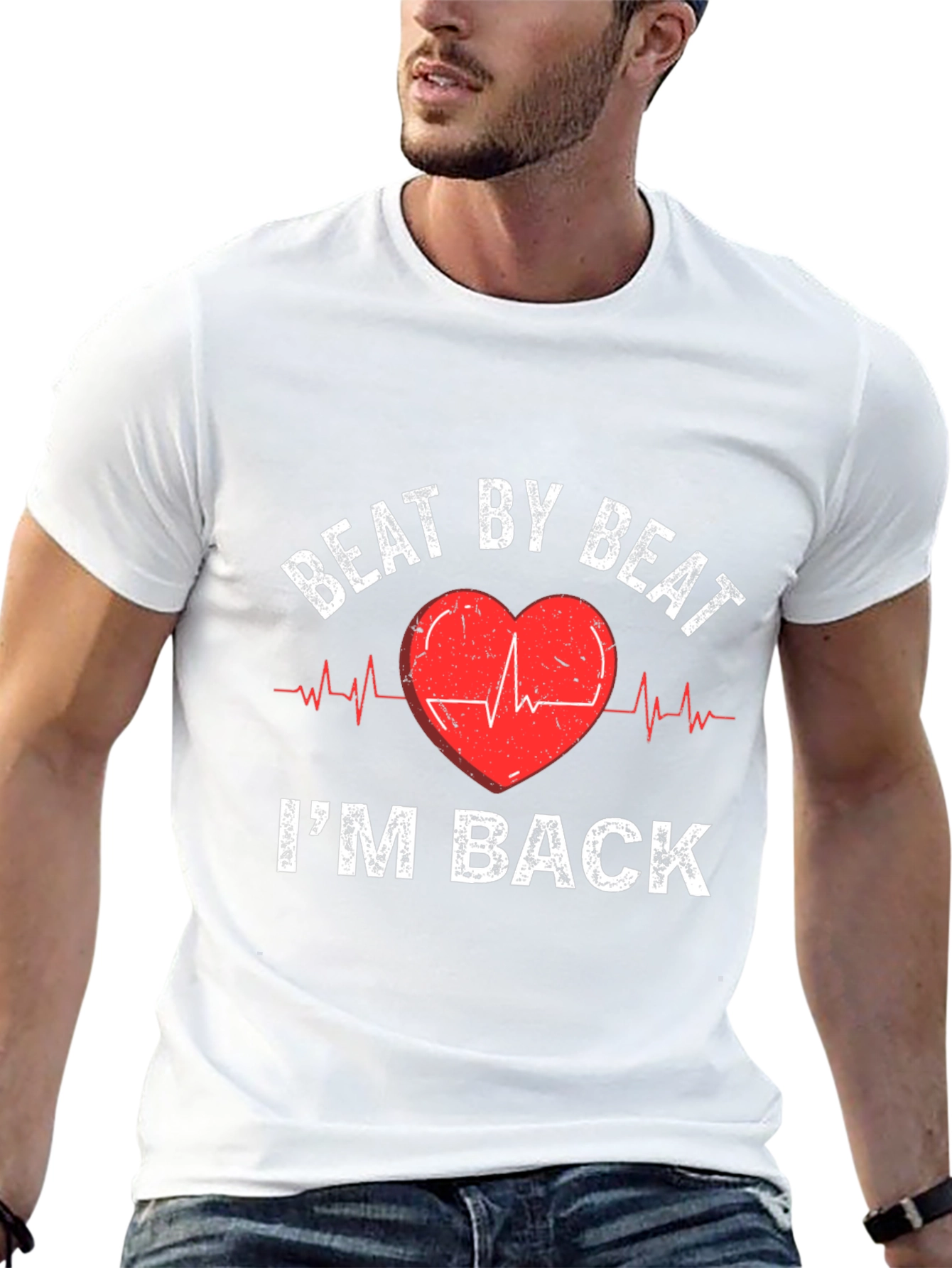 Black Beat By Beat I'm Back Heartbeat T-Shirt view 13