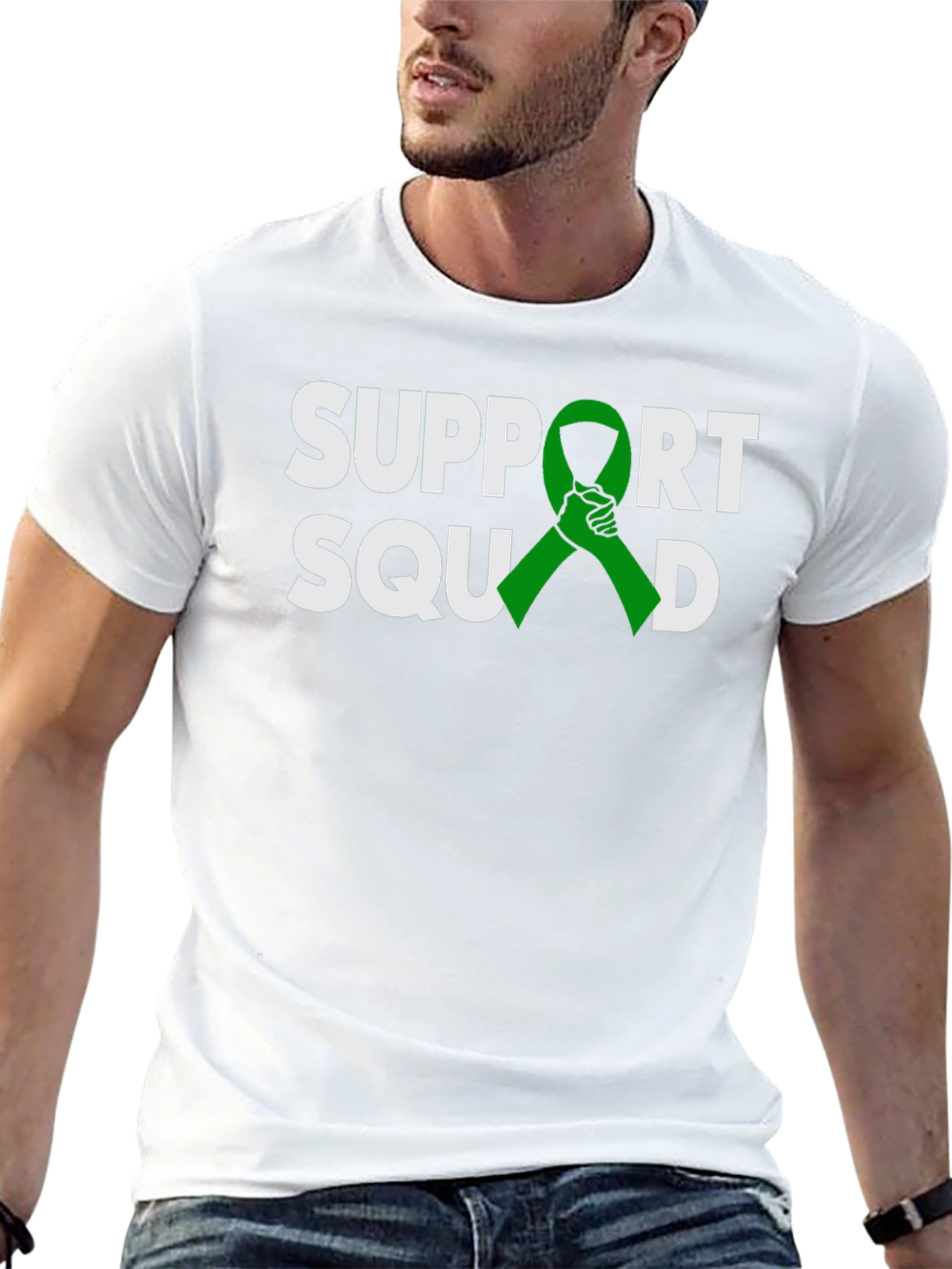 Black Support Squad Green Ribbon Graphic T-Shirt view 13