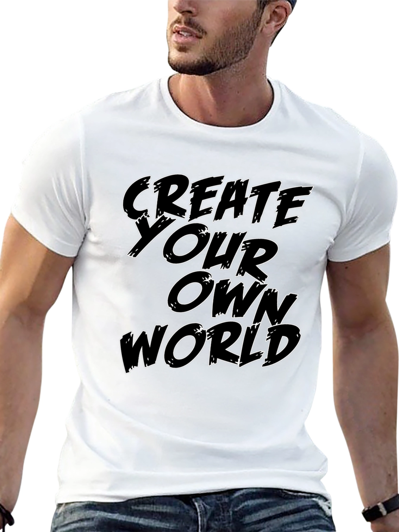 Black Create Your Own World Graphic T-Shirt view 13