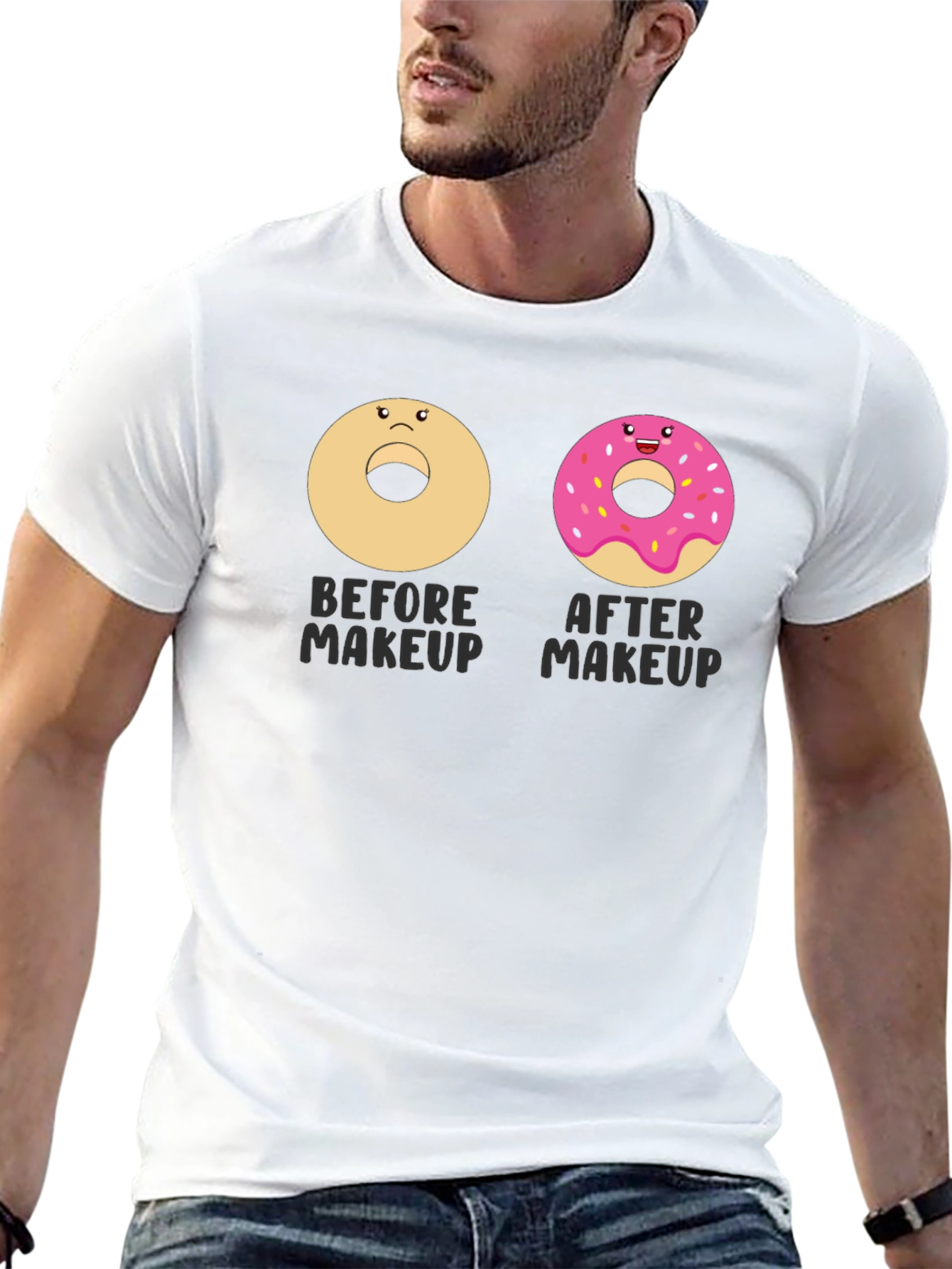 Black Donut Makeup Funny T-Shirt, Graphic Tee view 13