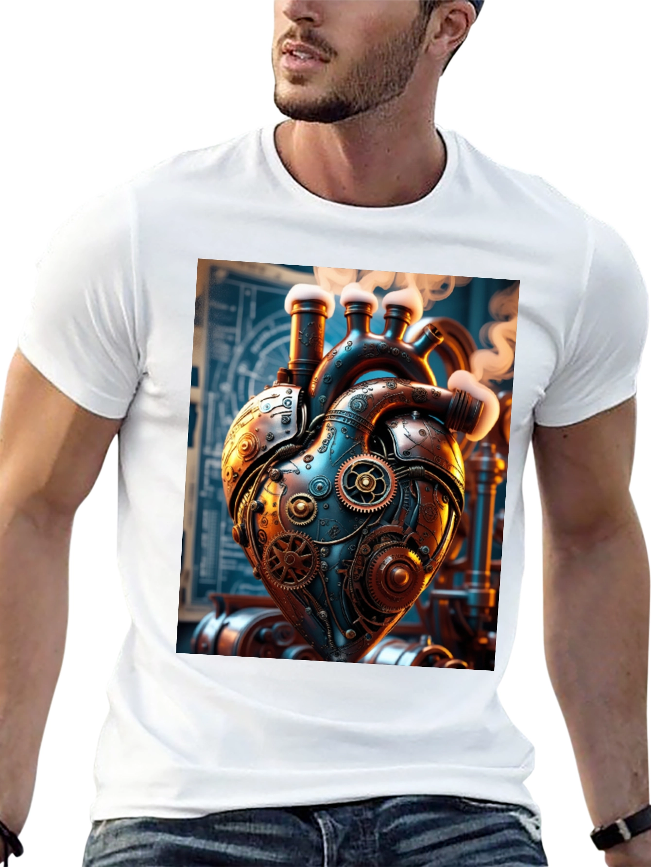 Black Steampunk Heart Graphic Tee - Mechanical Love view 13