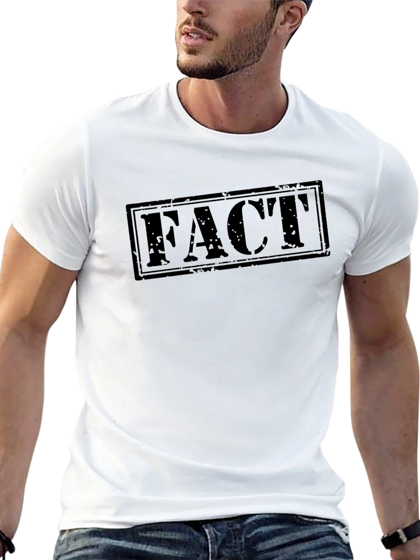 Black Men's Black FACT Graphic Print T-Shirt view 13