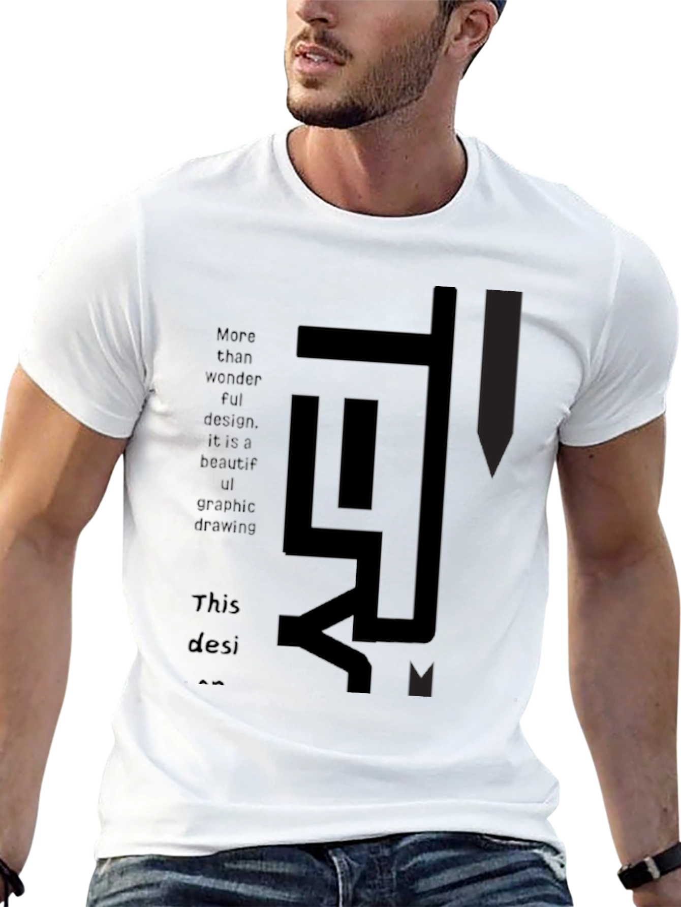 Abstract Graphic Print Black T-Shirt - 13