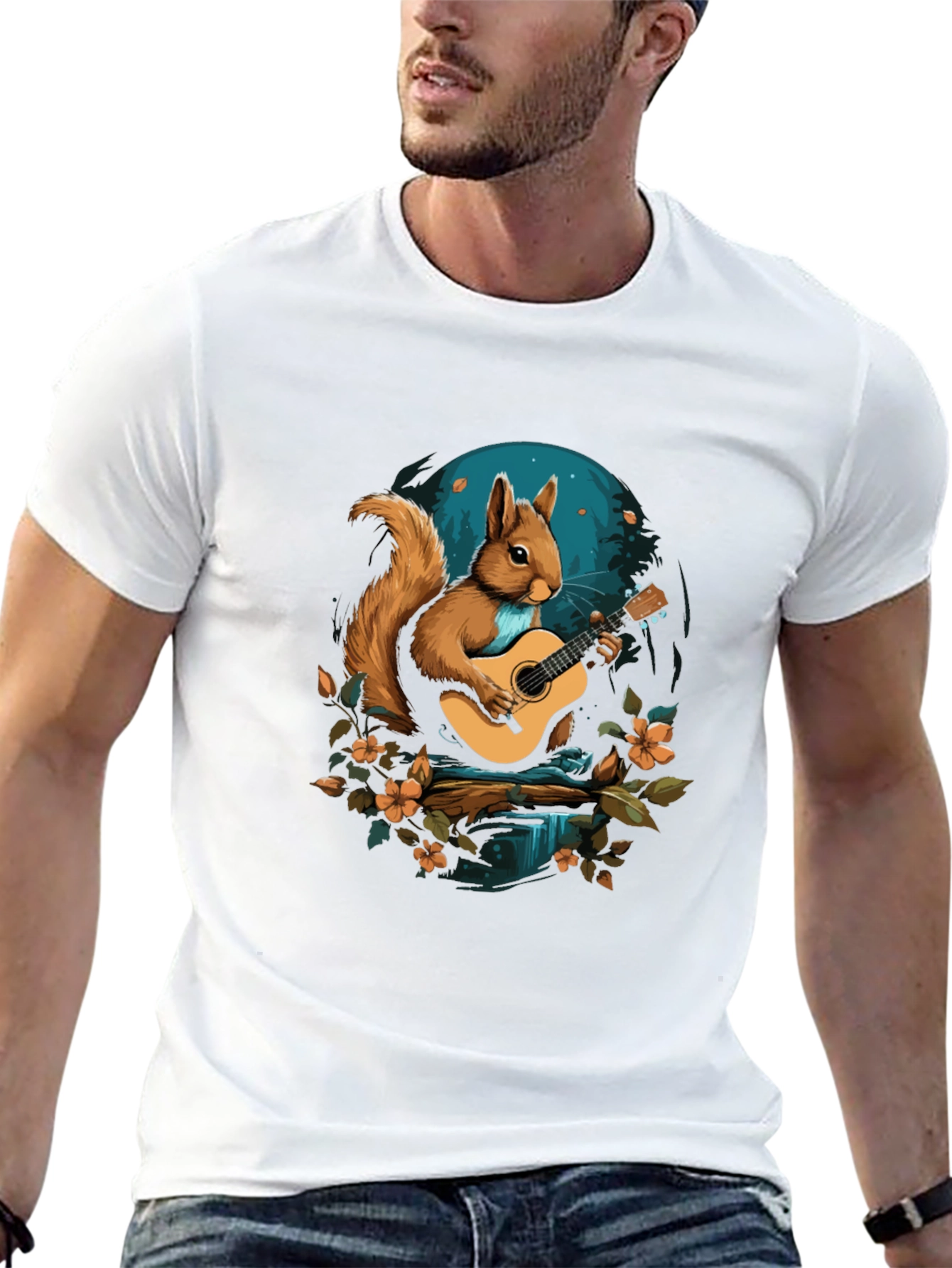 Black Squirrel Guitarist Graphic T-Shirt view 13