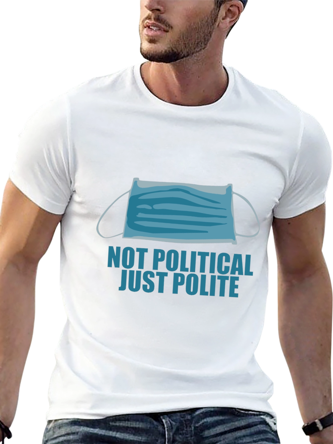 Black Not Political Just Polite Face Mask Graphic Tee view 13