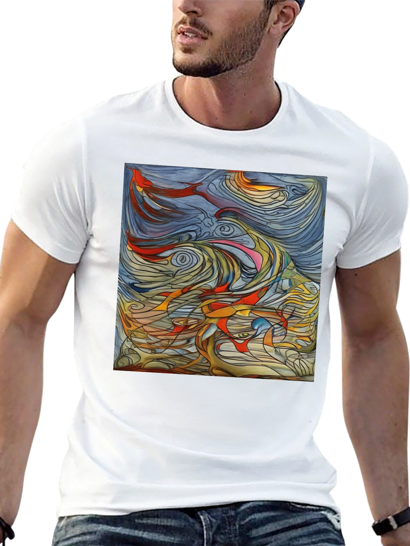 Black Abstract Art Graphic Tee - Black Unisex T-Shirt view 13