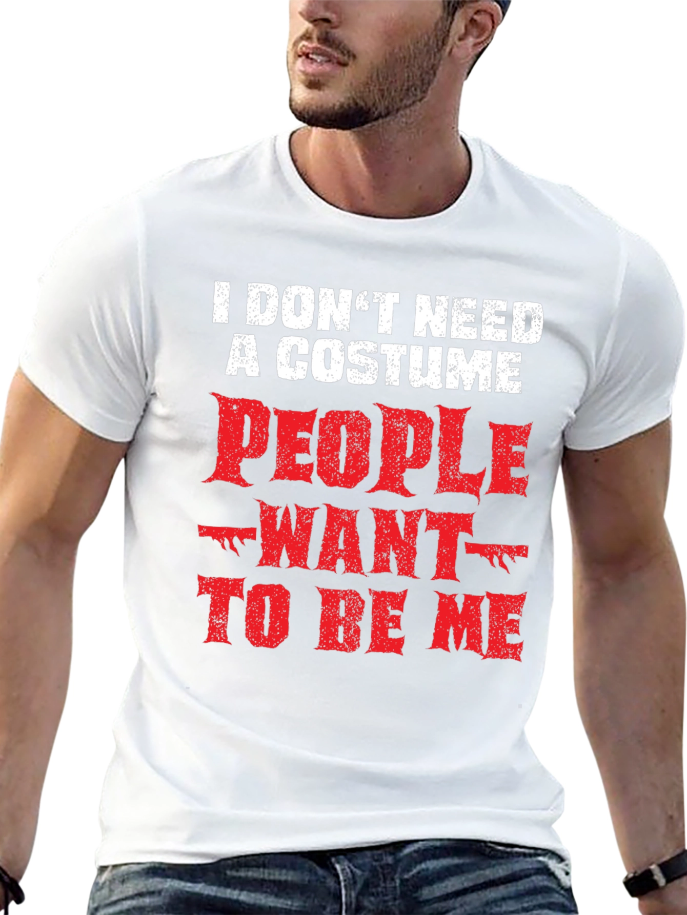 Black Funny "I Don't Need a Costume" Graphic Tee view 13