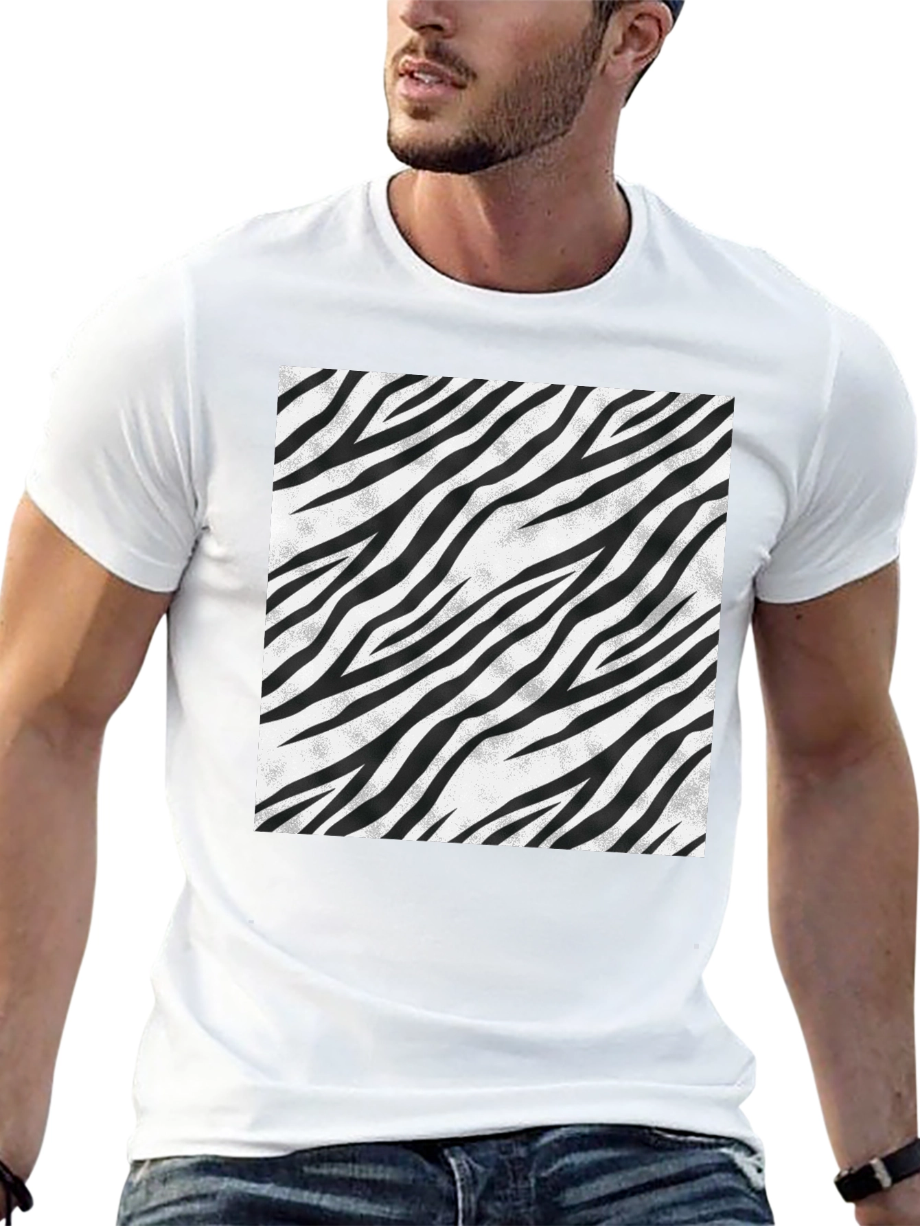 Black Zebra Stripe Graphic Tee - Black view 13