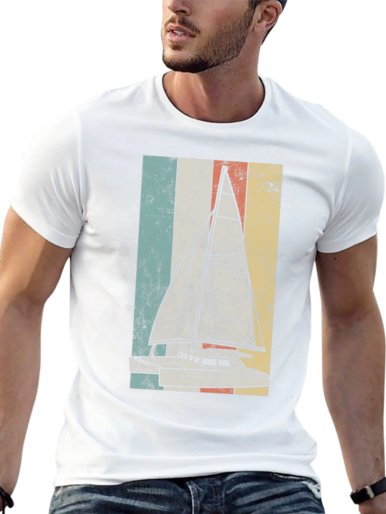 Black Vintage Sailboat T-Shirt - Retro Nautical Design view 13
