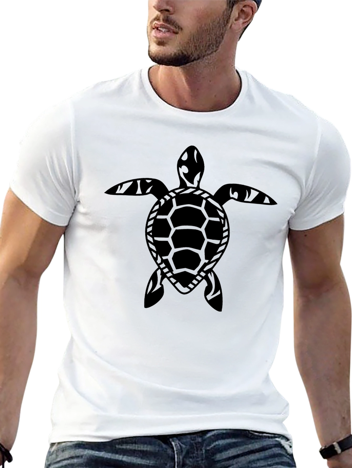 Black Turtle Graphic Tee - Black Cotton Blend Casual Wear view 13
