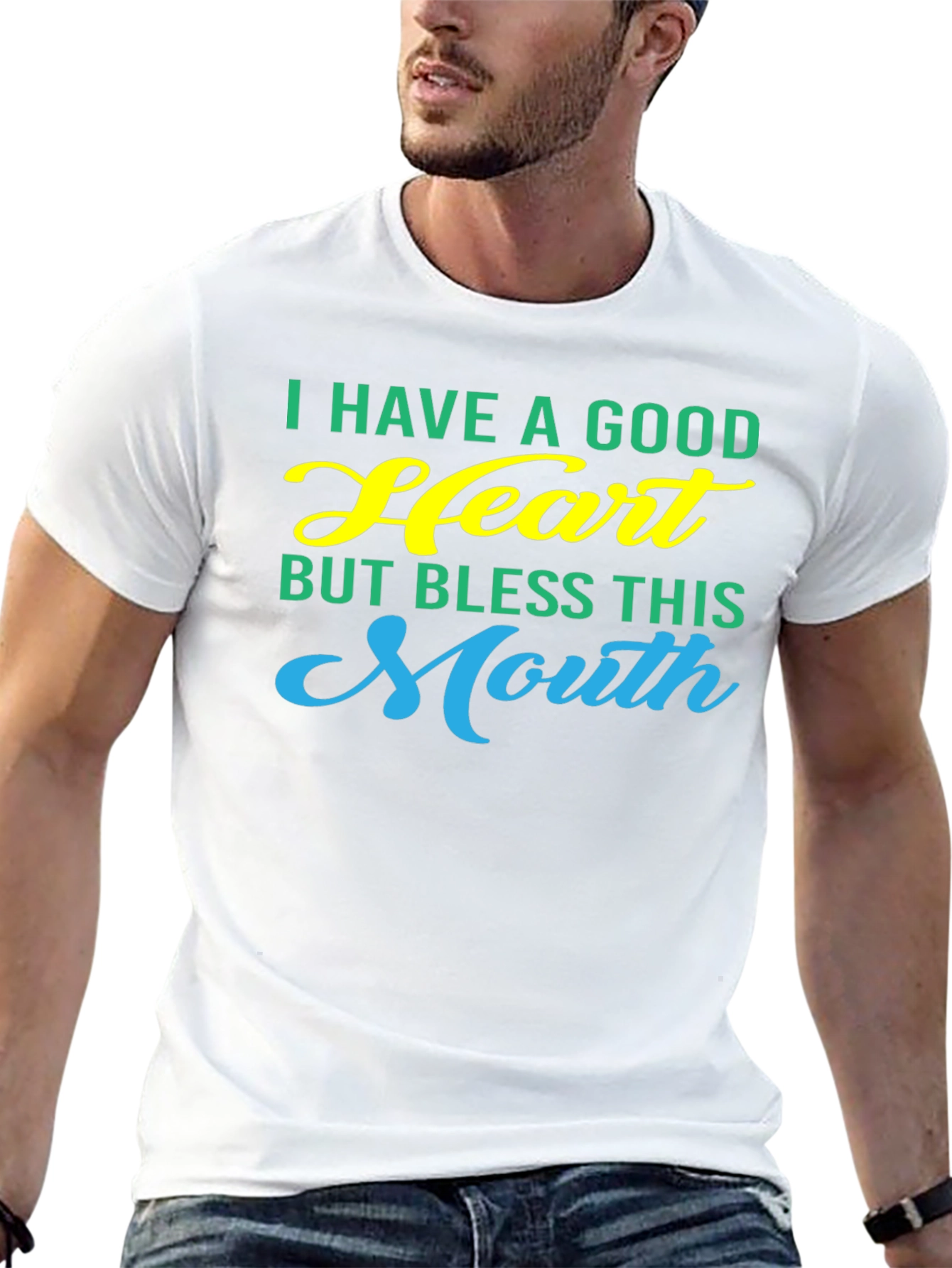 Black Good Heart Bless This Mouth Graphic Tee view 13