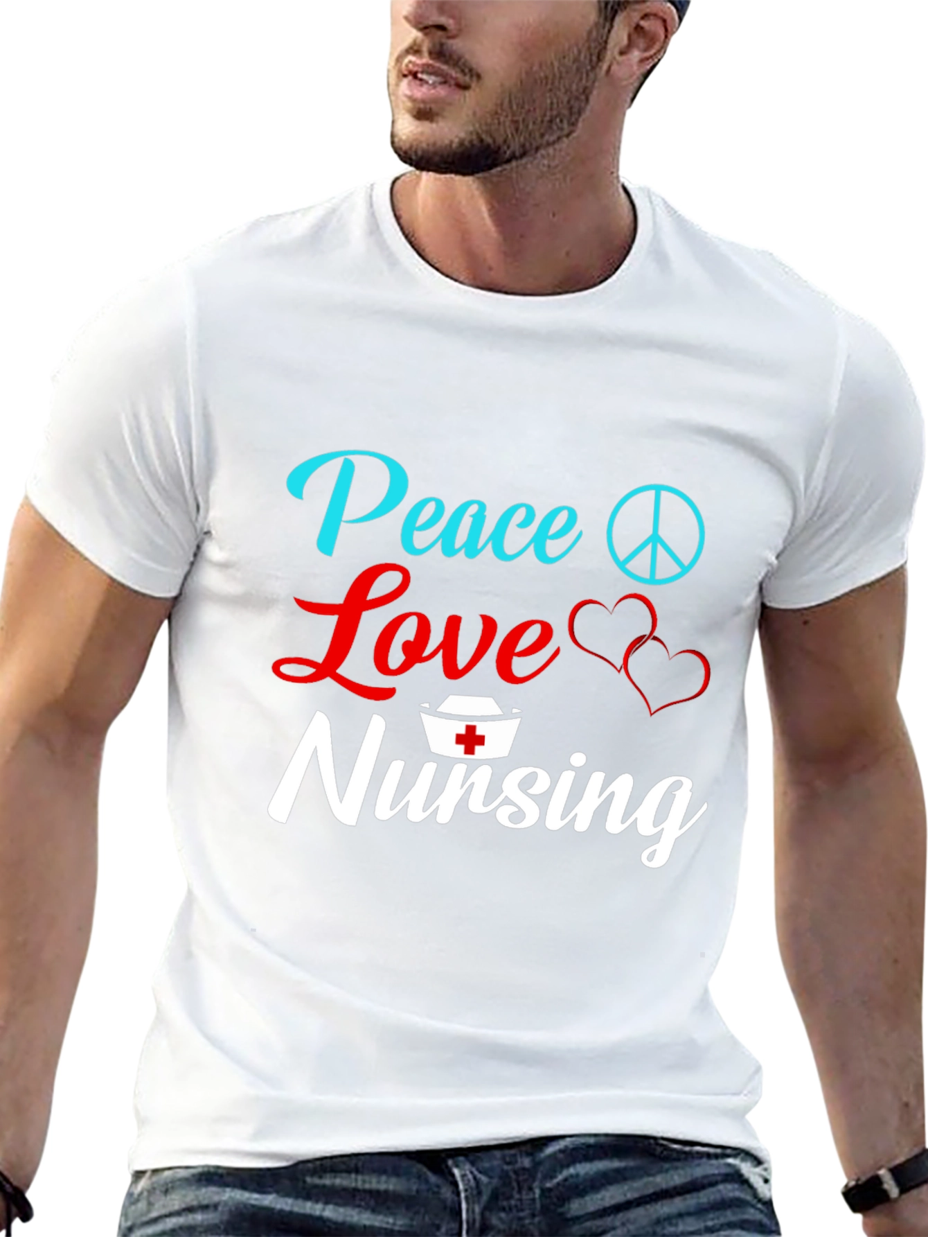 Black Peace Love Nursing T-Shirt - Gift for Nurses view 13