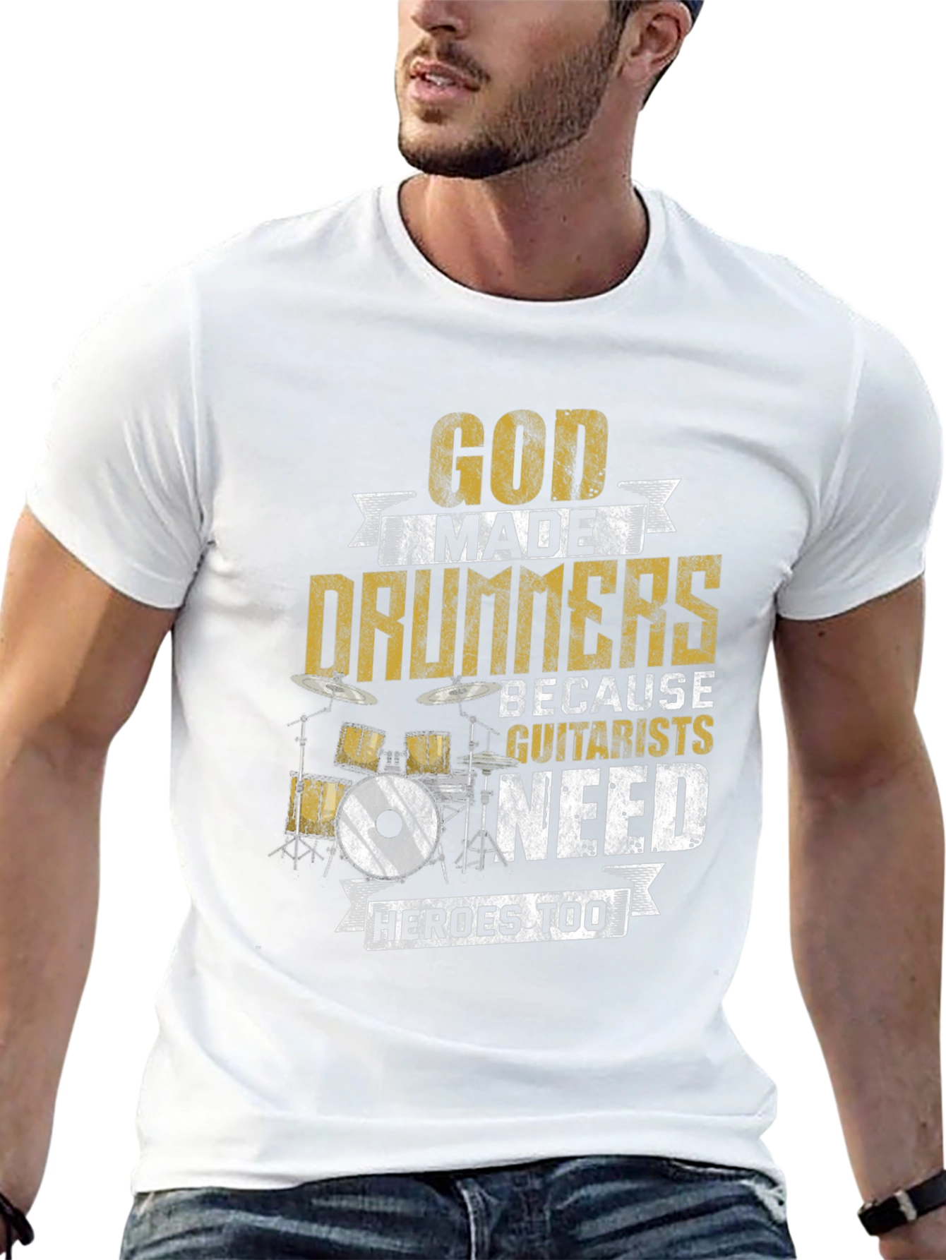 Black God Made Drummers T-Shirt - Musician Humor Tee view 13