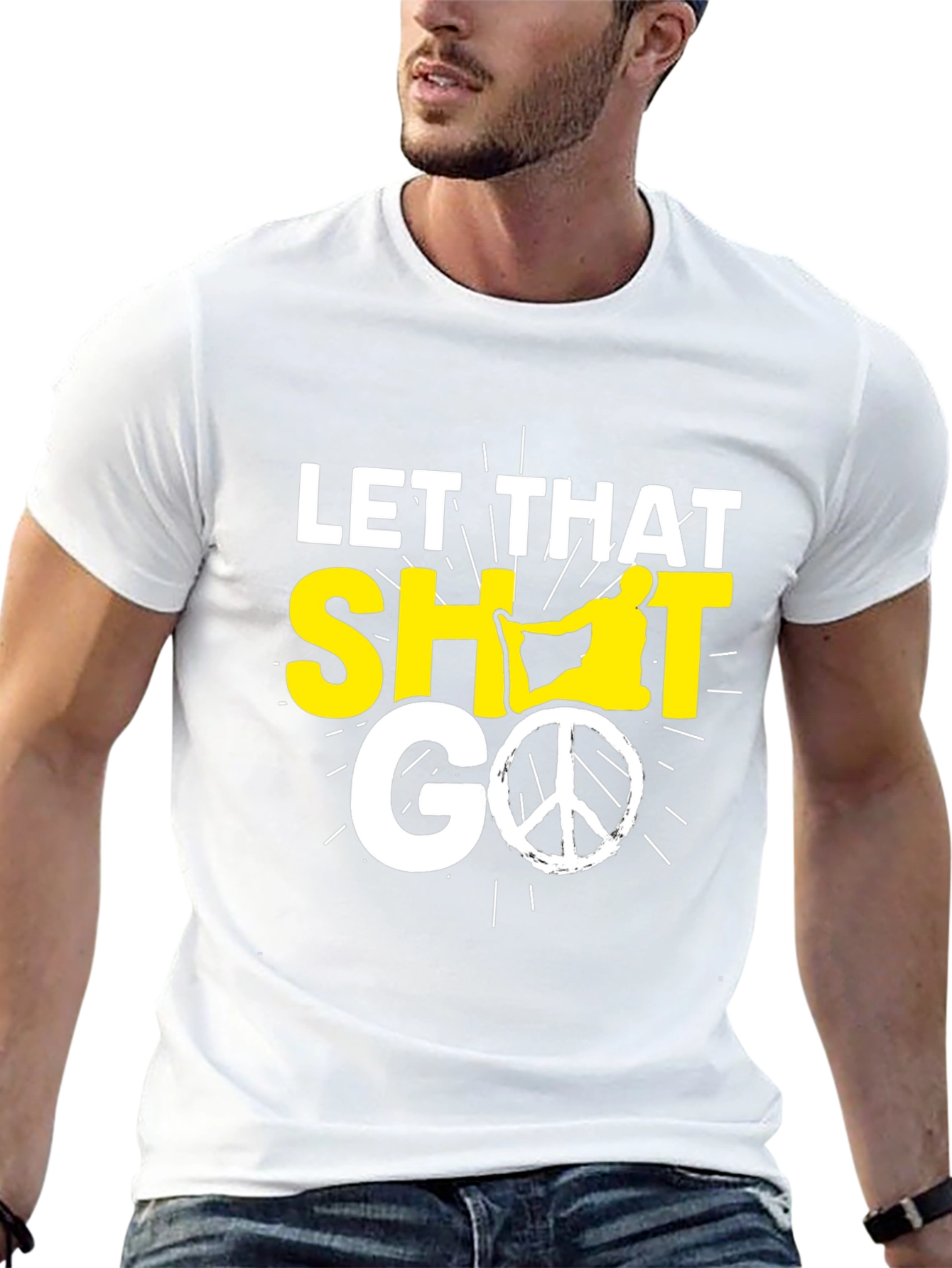 Black Let That Shit Go T-Shirt, Yoga & Peace Sign view 13