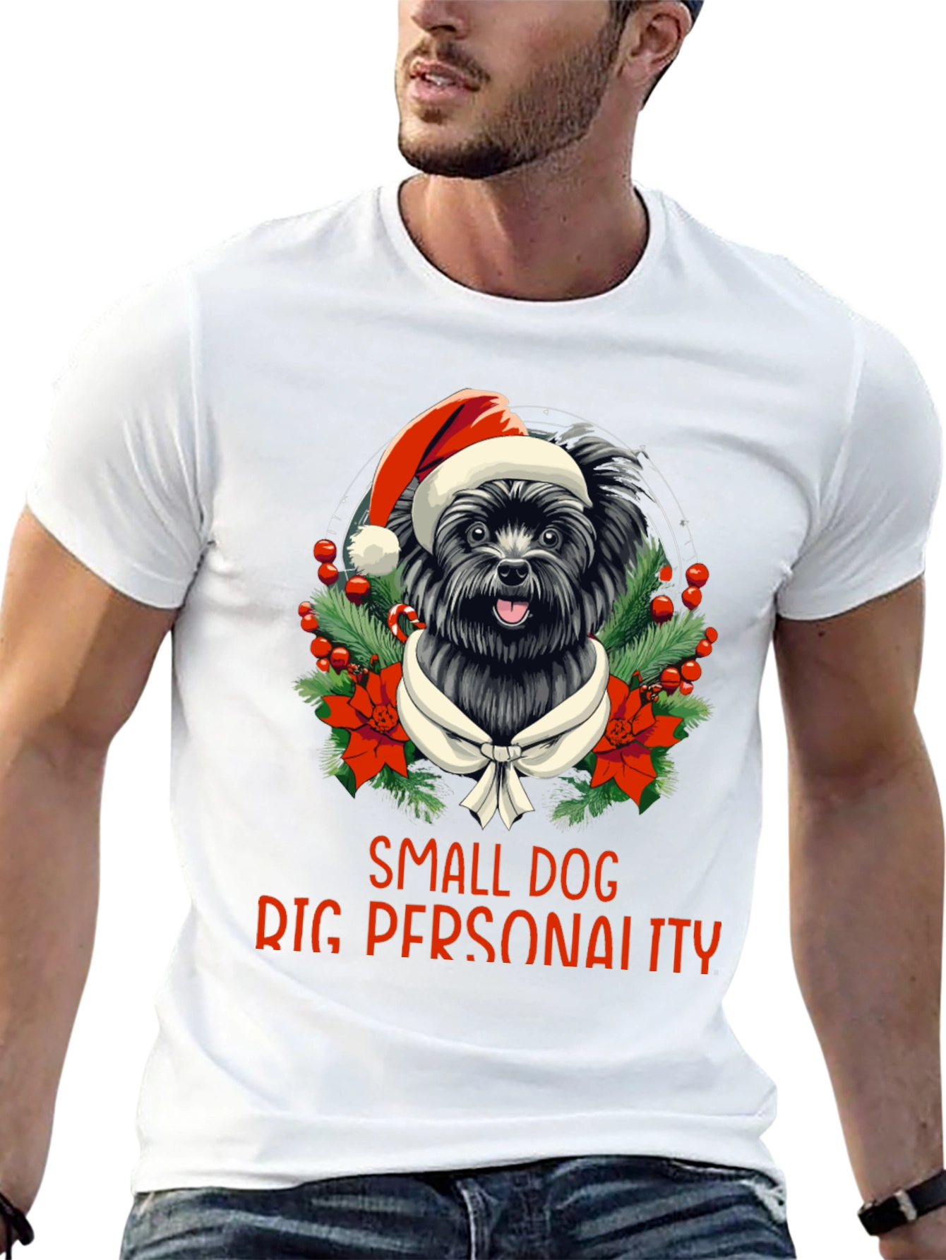 Black Small Dog Big Personality Christmas T-Shirt view 13