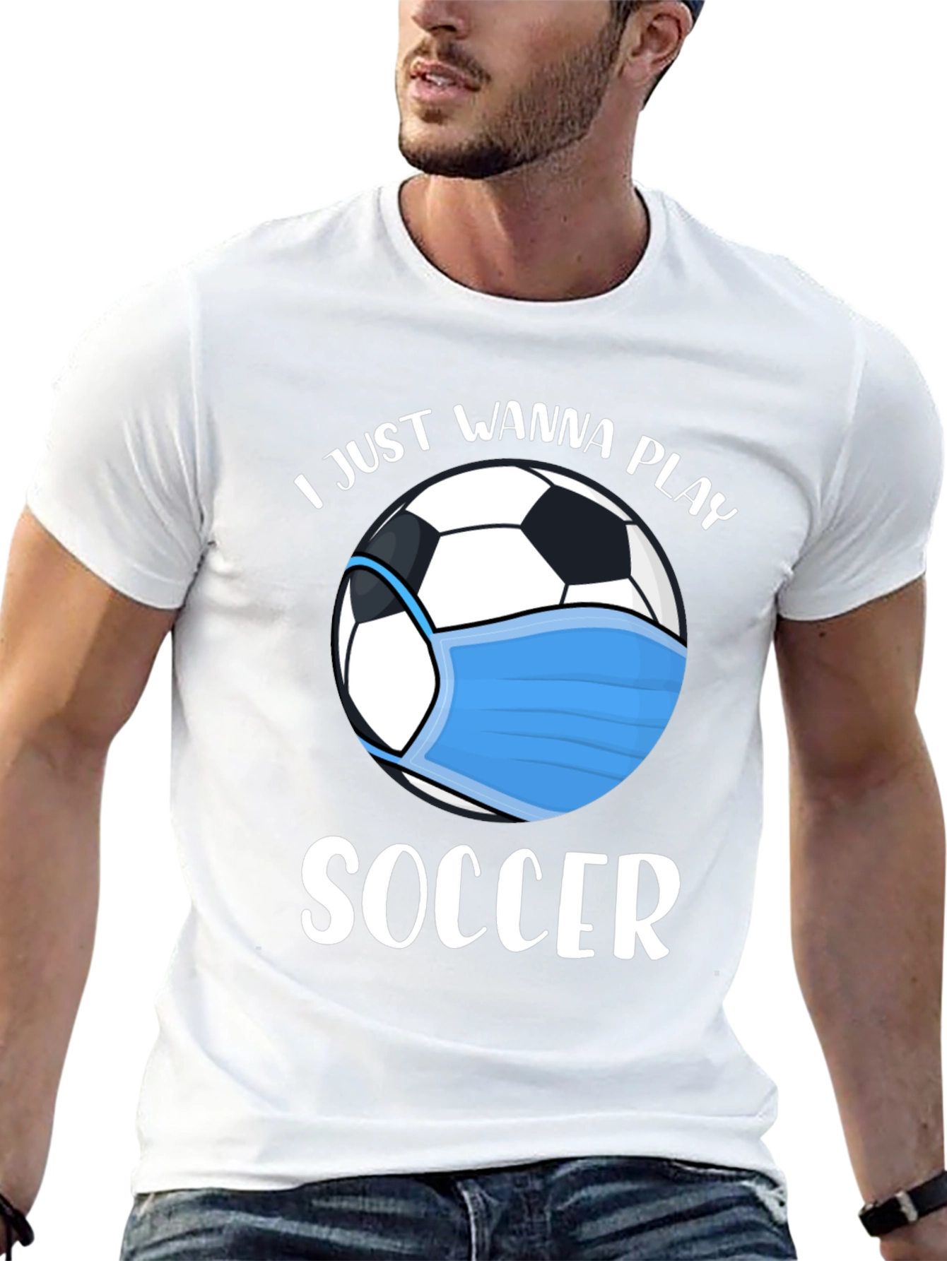Black Soccer Fan T-Shirt: I Just Wanna Play view 13