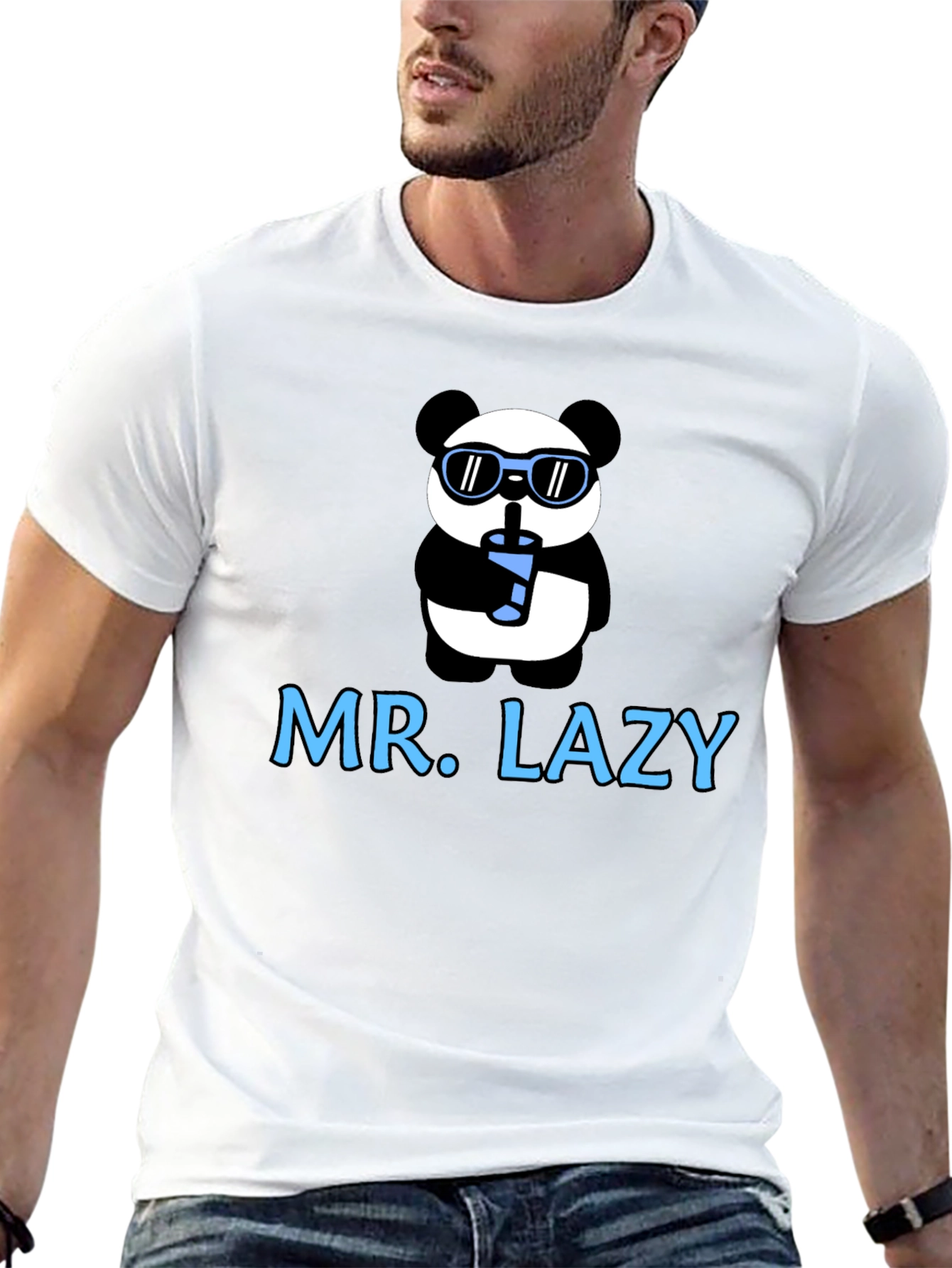 Black Mr. Lazy Panda Graphic T-Shirt view 13