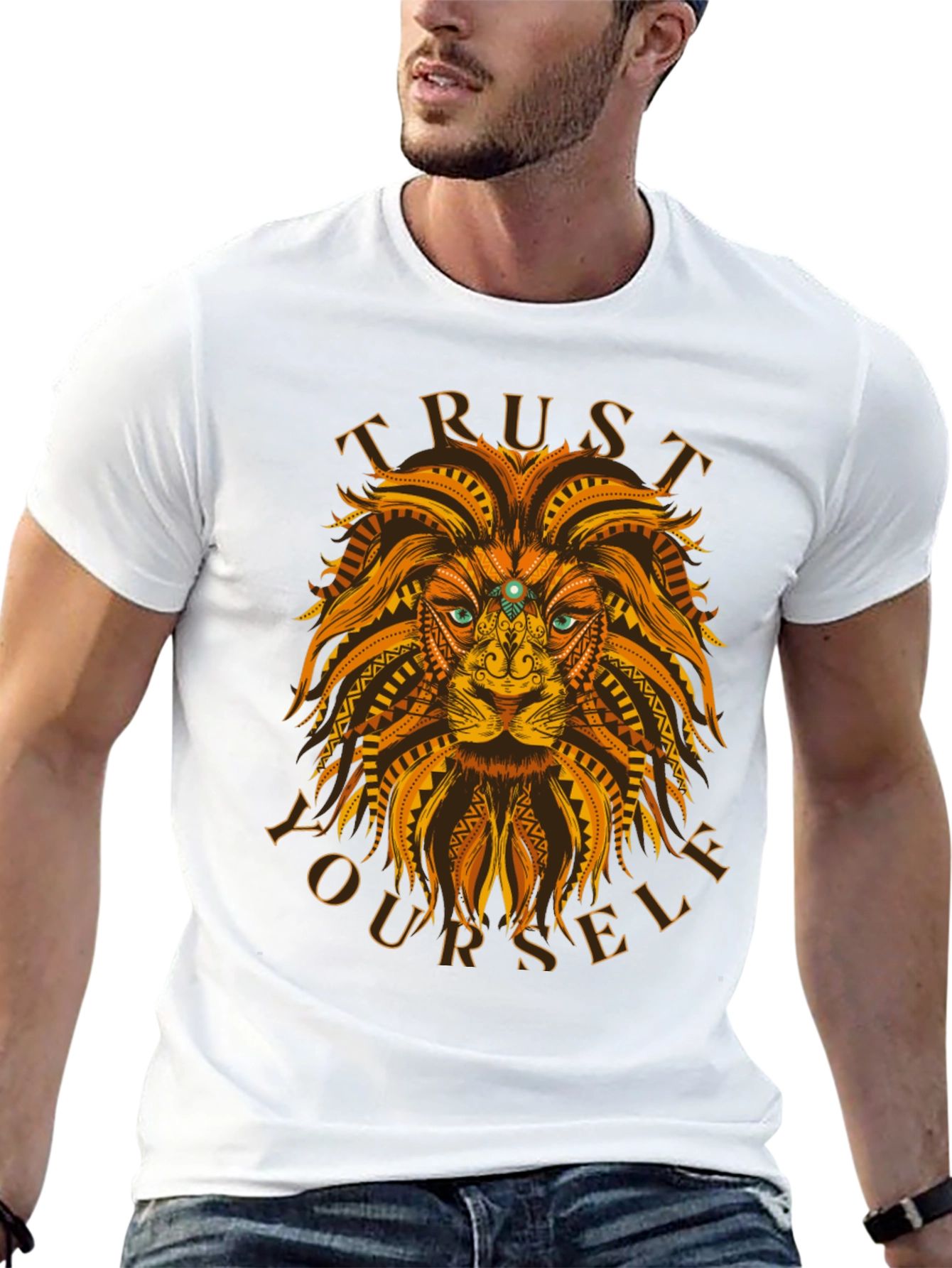 Black Trust Yourself Lion Graphic Tee view 13