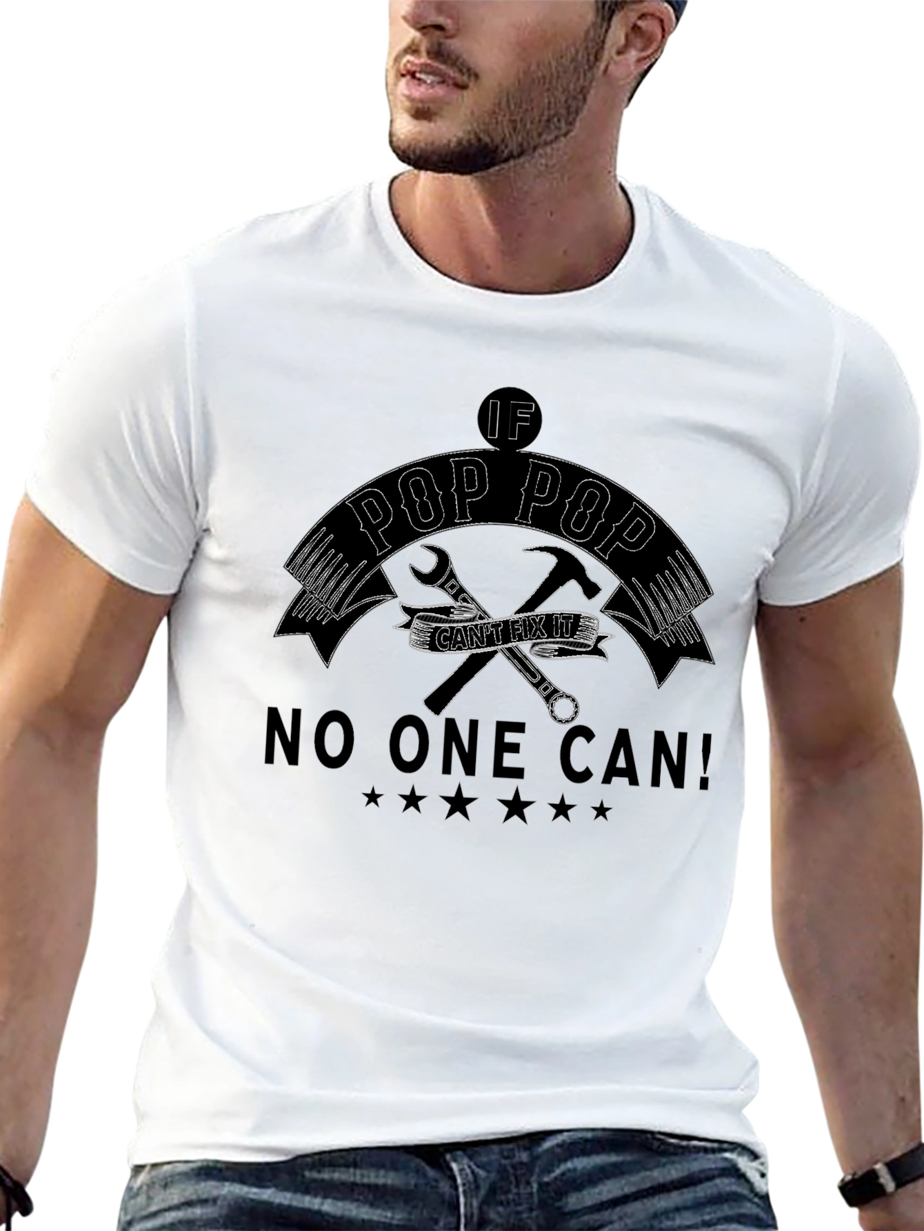 Black Pop Pop Can Fix It T-Shirt - Gift for Grandfather view 13