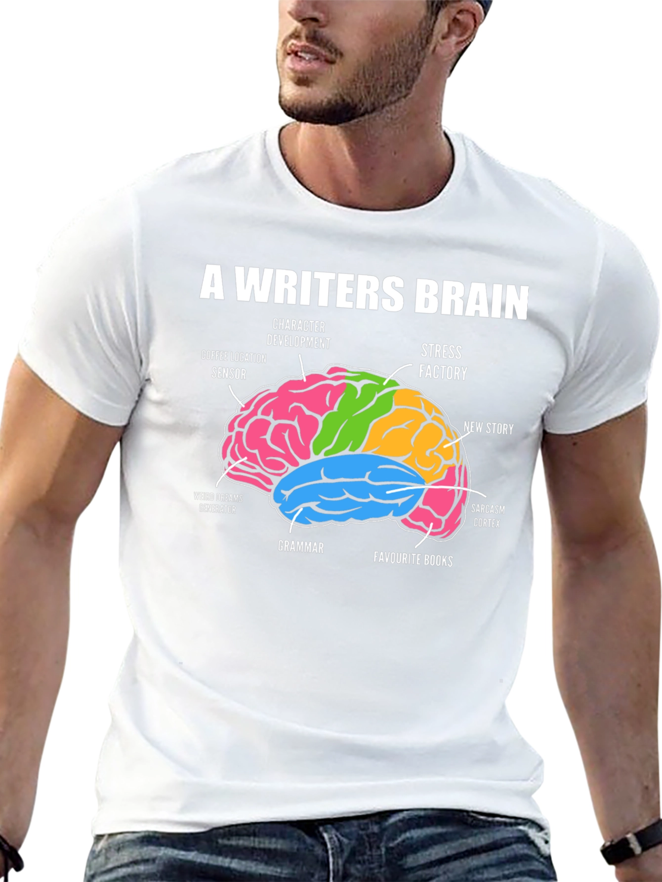 Black Writer's Brain T-Shirt - Funny Novelist Tee view 13