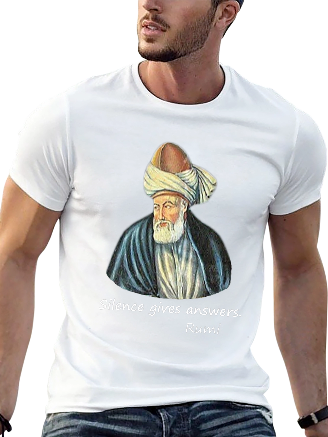 Rumi Quote Graphic T-Shirt - Silence Gives Answers - 13